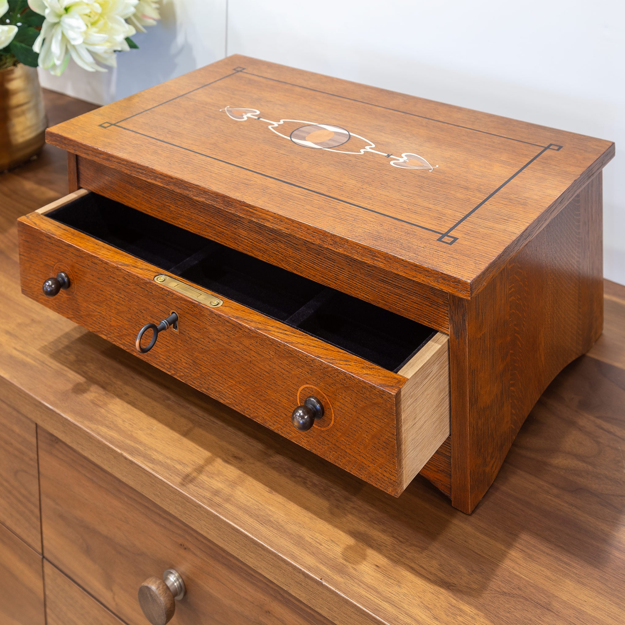 Handcrafted Harvey Ellis Wooden Jewelry Box - Premium Solid Wood Organizer for Necklaces, Rings & Earrings - Perfect Gift for Women, Brides & Anniversary - Elegant Home Decor & Travel Storage Solution