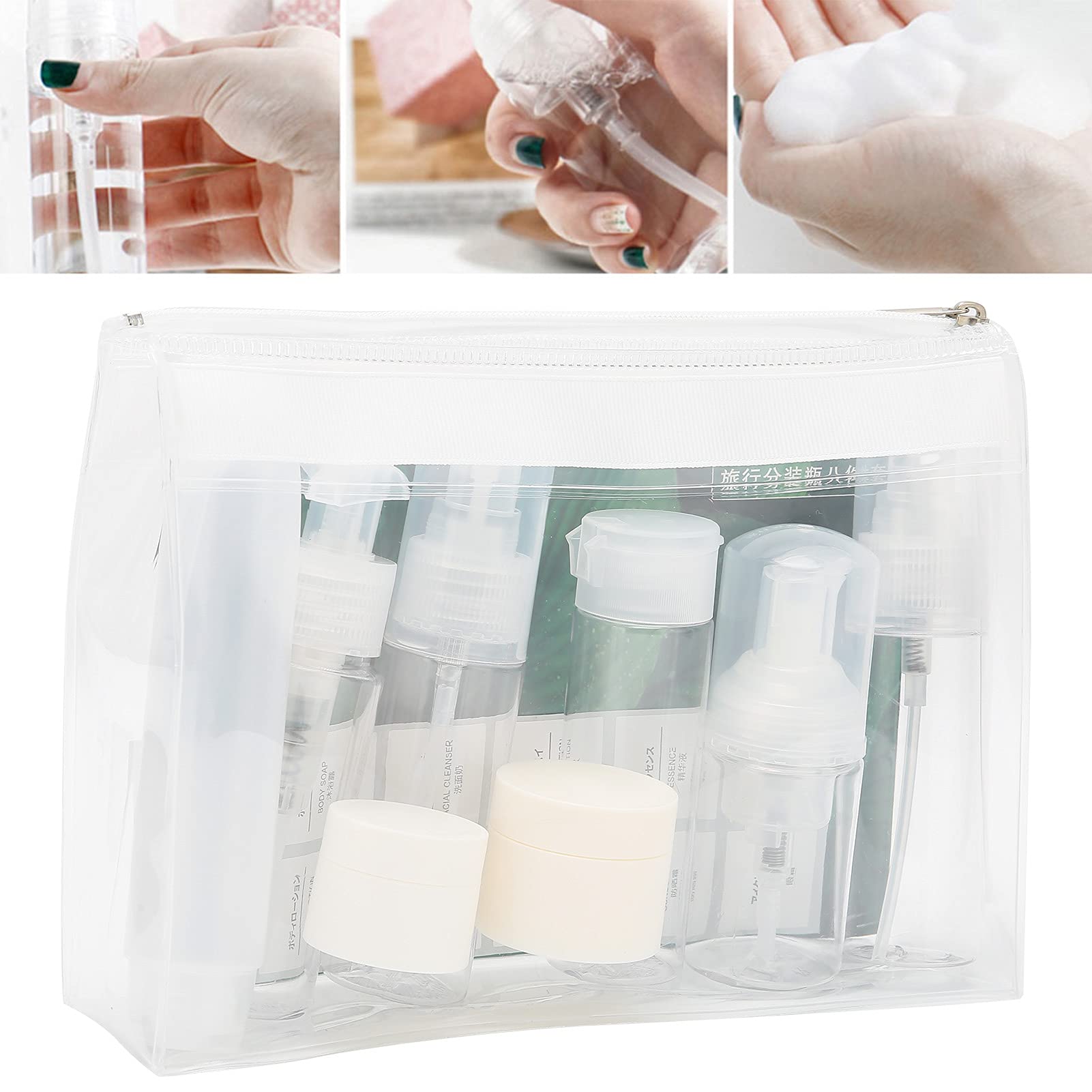 EXCLUZO 8-Piece Travel Bottle Set - Leak-Proof Refillable Clear Plastic Toiletry Containers for Shampoo, Lotion & Cosmetics | TSA Approved for Airplane Carry-On & Vacation Essentials