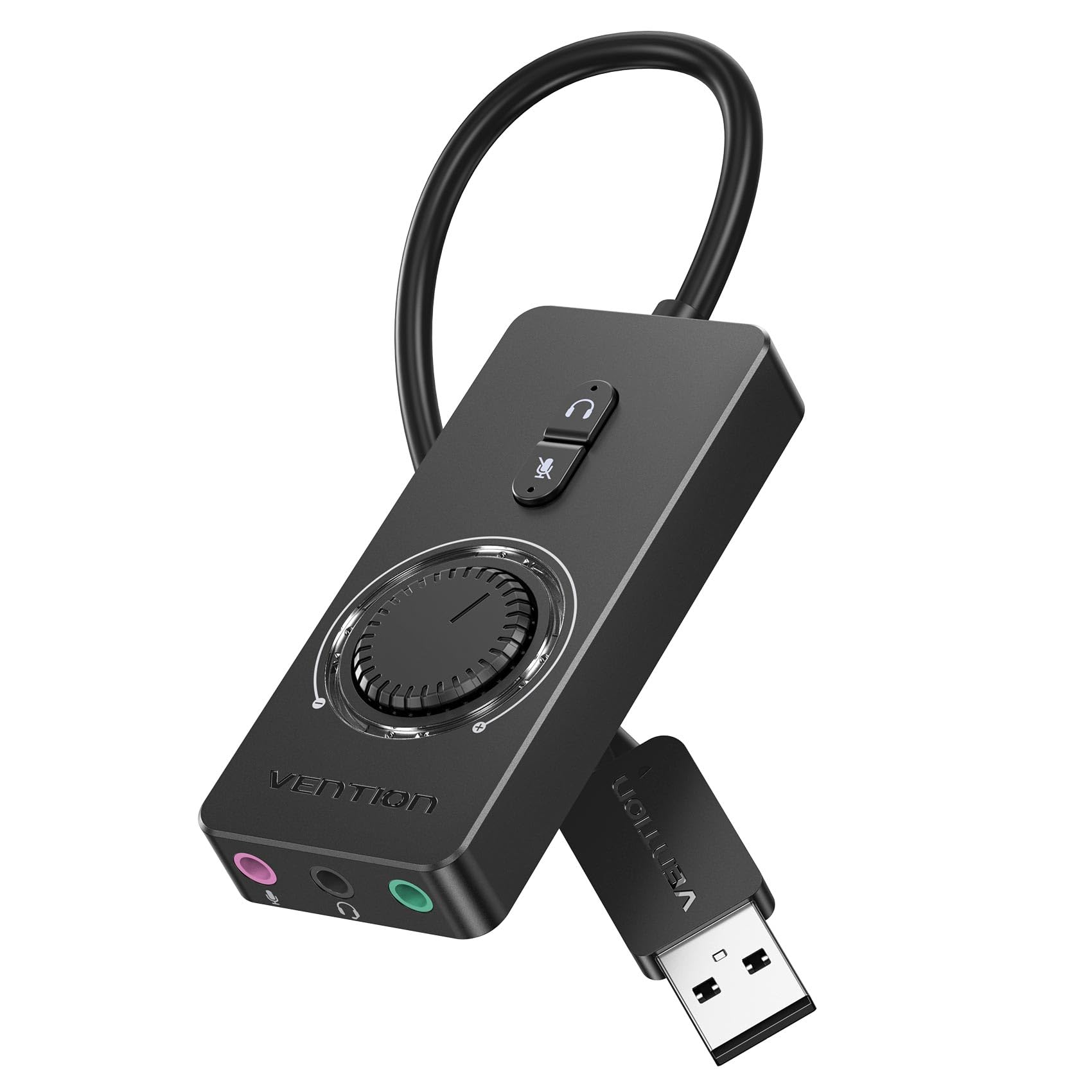VENTION USB Sound Card - External Stereo Audio Adapter with Volume Control | USB to 3.5mm Jack for Windows, Mac, PC, Laptop, Desktop | Perfect for Gaming Headsets, Nintendo Switch, Online Meetings & Music Production