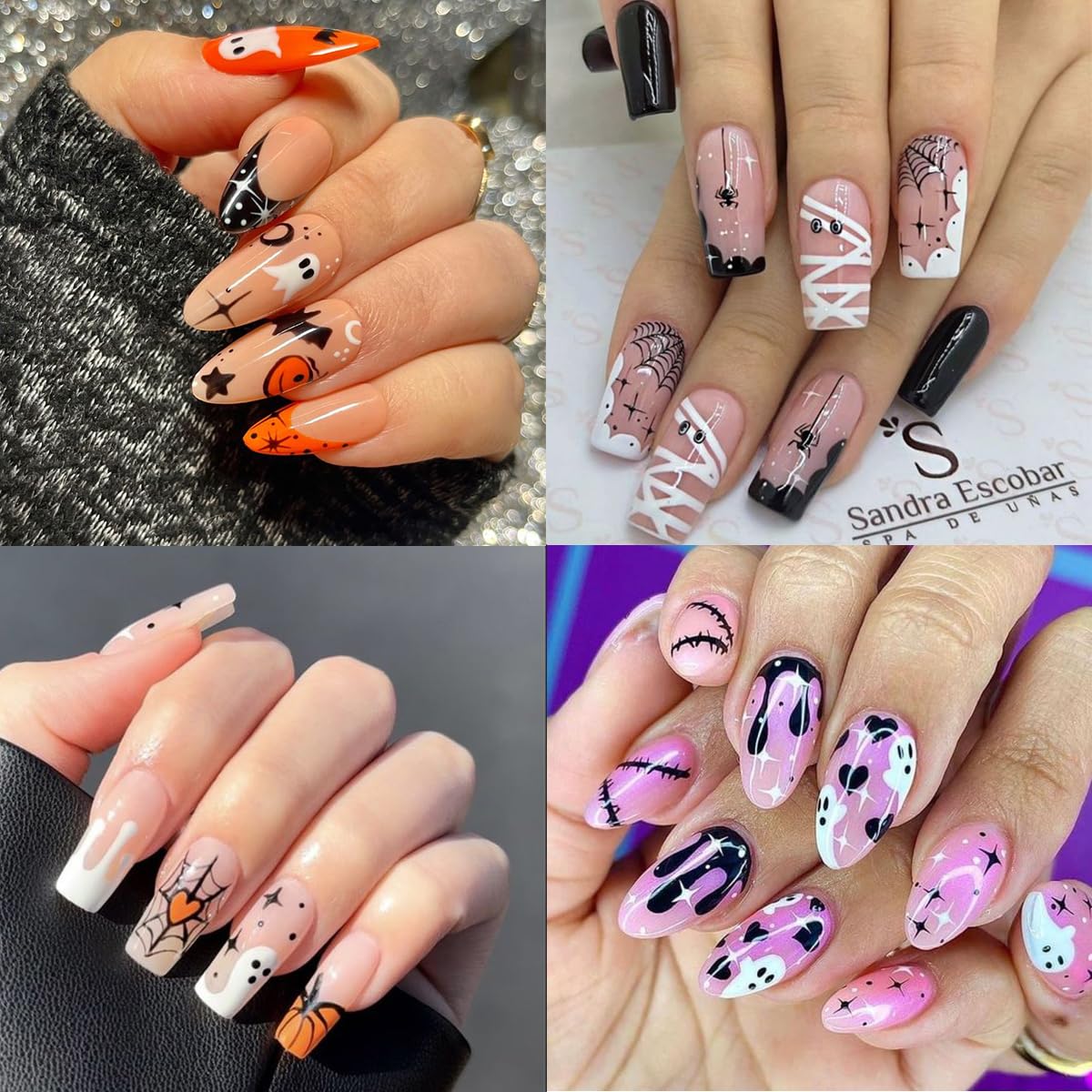 Halloween Nail Stickers - 6 Sheets Cute Ghost, Spider Web, Pumpkin & Mummy Nail Art Decals | Self-Adhesive Nail Designs for Women | DIY Manicure Decorations for Halloween Parties & Costume Events