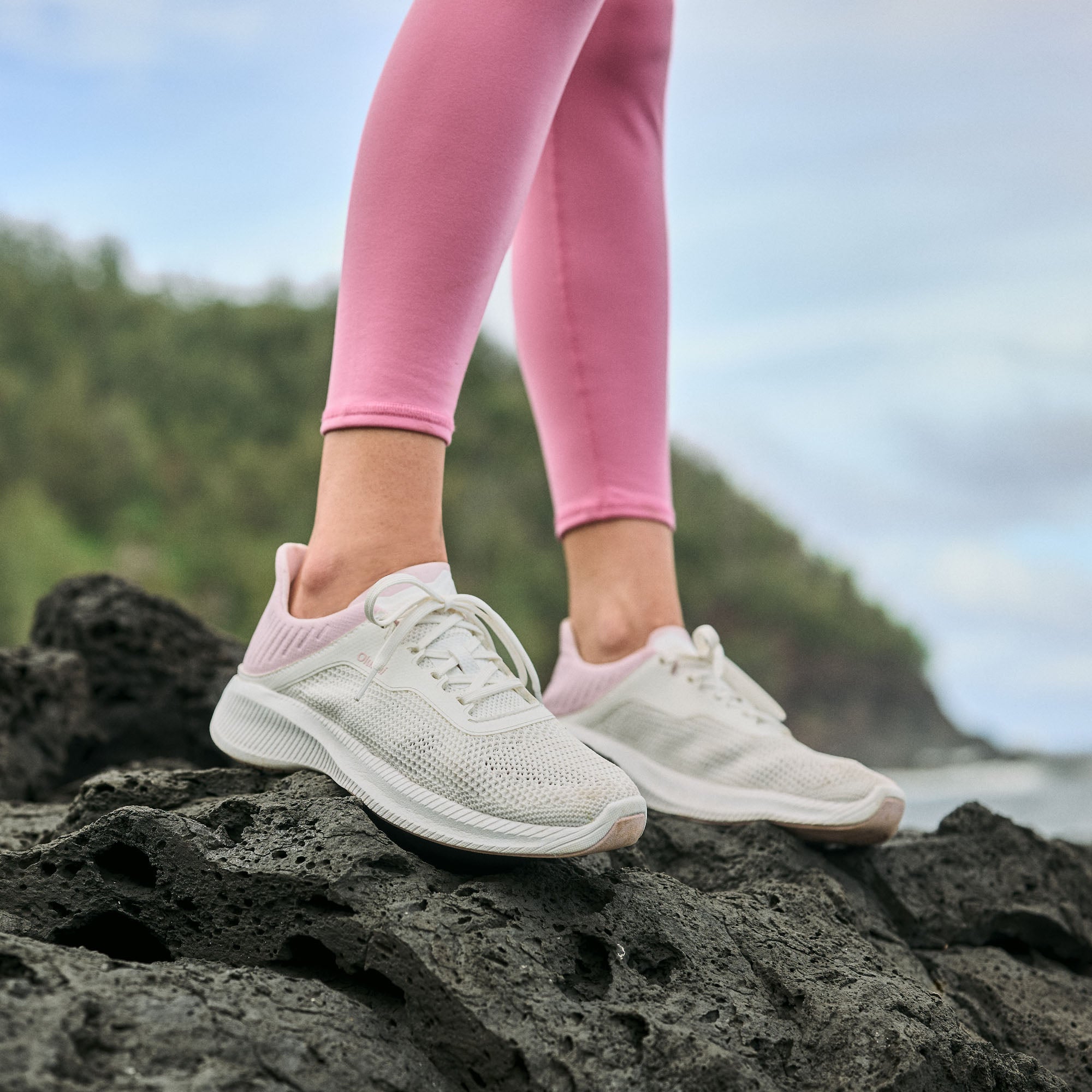 Island Hopper Women's Casual Sneakers - Bright White & Cotton Candy Color Block Design | Comfortable Walking Shoes for Travel, Work & Everyday Wear