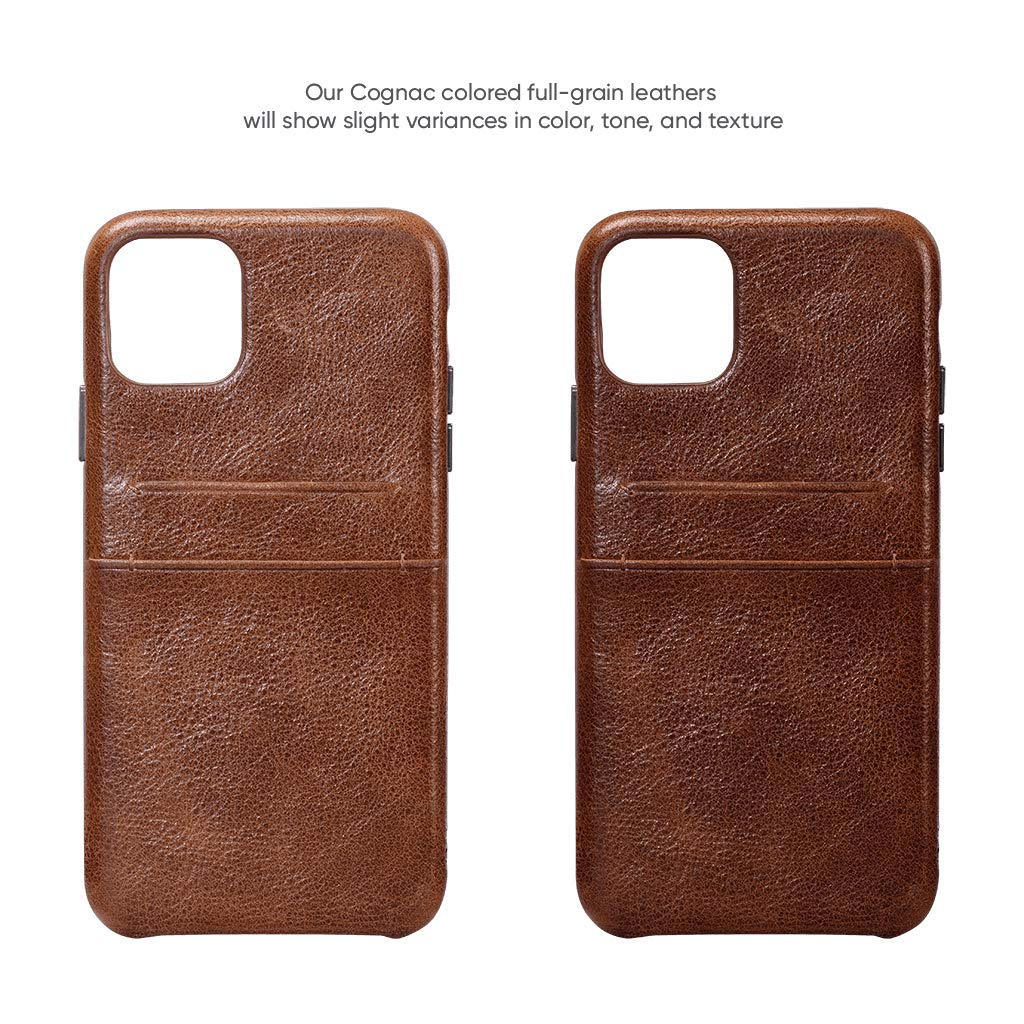 Premium Snap-On Leather Wallet Case for iPhone 11 Pro Max - Cognac Brown | RFID Blocking | Card Holder & Phone Protection | Perfect for Business Travel & Daily Use