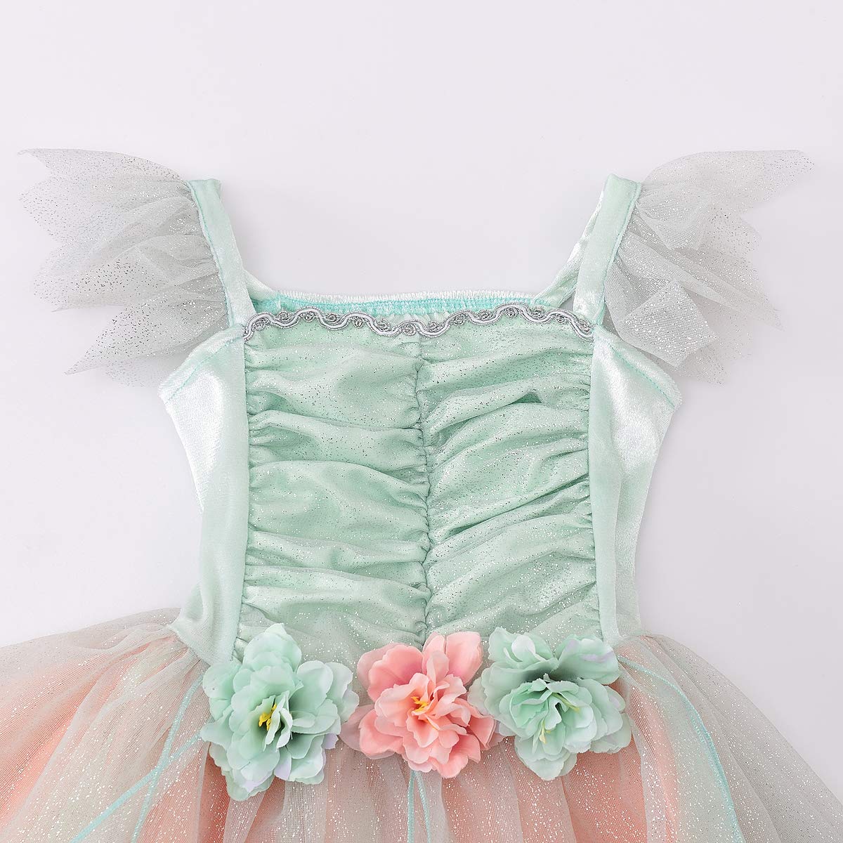 Fairy Costume Dress for Girls - Green Princess Tutu Dress with Headband & Wings | Flower Girl Outfit for Halloween, Birthday Party & Dress-Up Play
