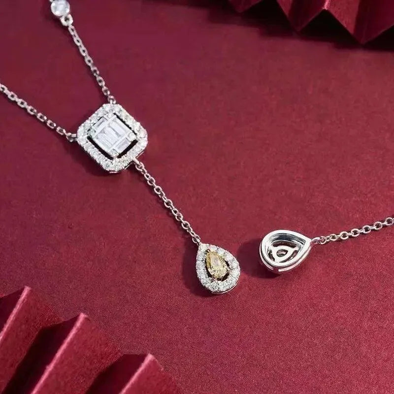 18K Gold Real Natural Diamond Necklace for Women - 18 Inch Au750 Link Chain Fine Jewelry, Perfect Gift for Anniversary, Birthday & Special Occasions