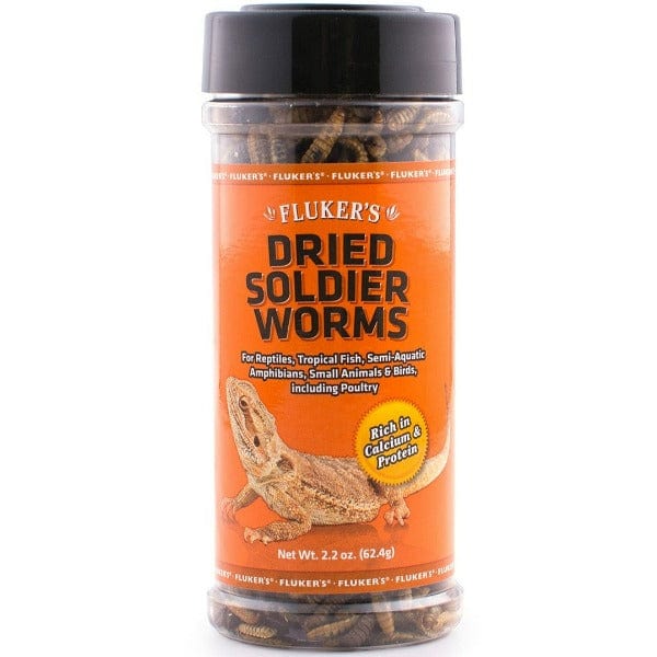Fluker's Dried Soldier Worms - High Protein Reptile Food for Bearded Dragons, Geckos & Birds | Perfect for Feeding Pets & Wild Animals | Bulk 1lb Bag