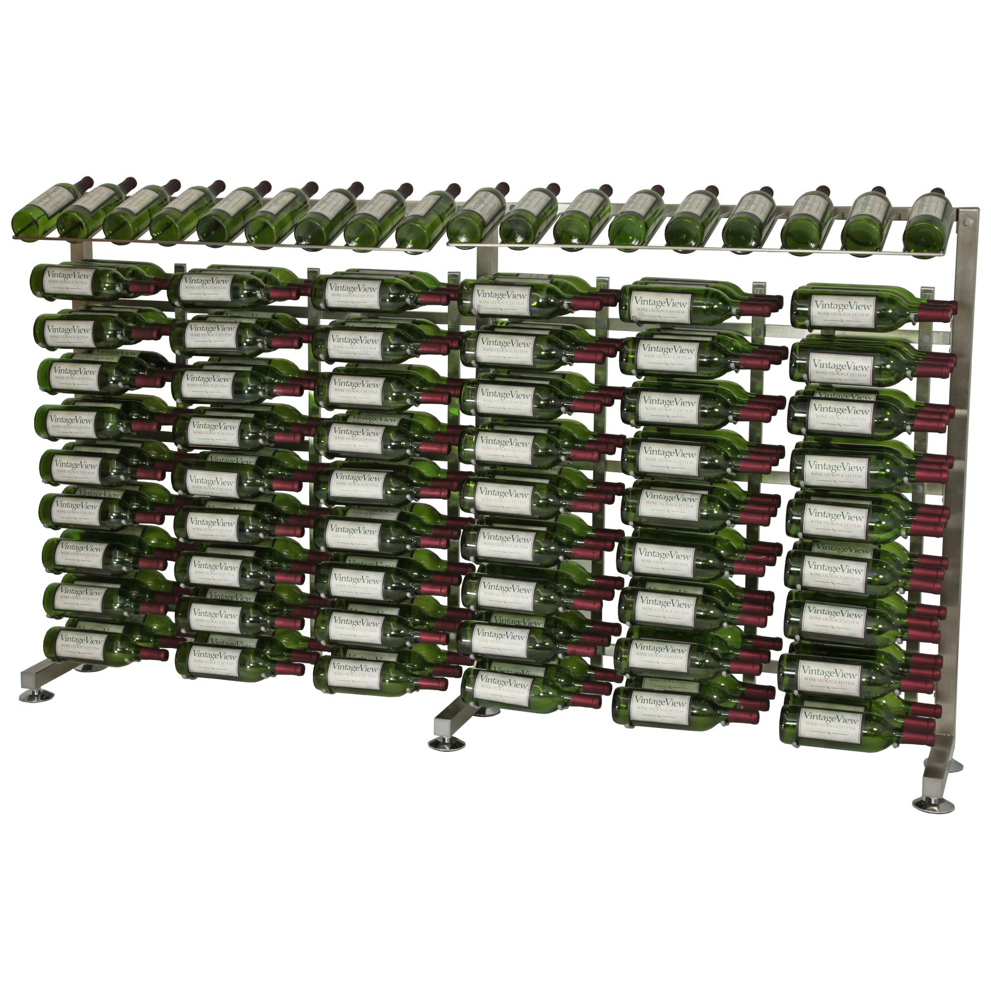 VintageView Island Display Rack - 3 Half Freestanding Single Sided Wine Rack (90 Bottles Capacity, Matte Black Finish) - Perfect for Home Bars, Restaurants & Wine Cellars