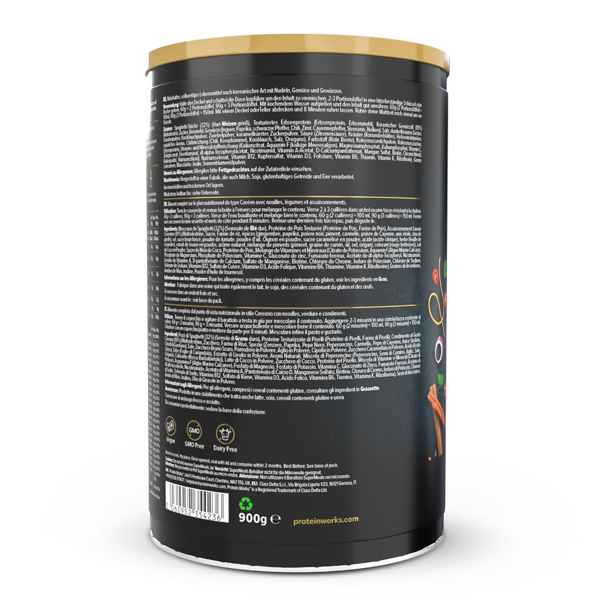 Protein Works Vegan High-Protein SuperMeals - Korean Noodle Flavor, 26 Vitamins & Minerals, 10 Pack | Plant-Based Protein Meals for Fitness, Weight Loss & Busy Lifestyles | Perfect for Post-Workout, Office Lunch & Quick Healthy Dinners