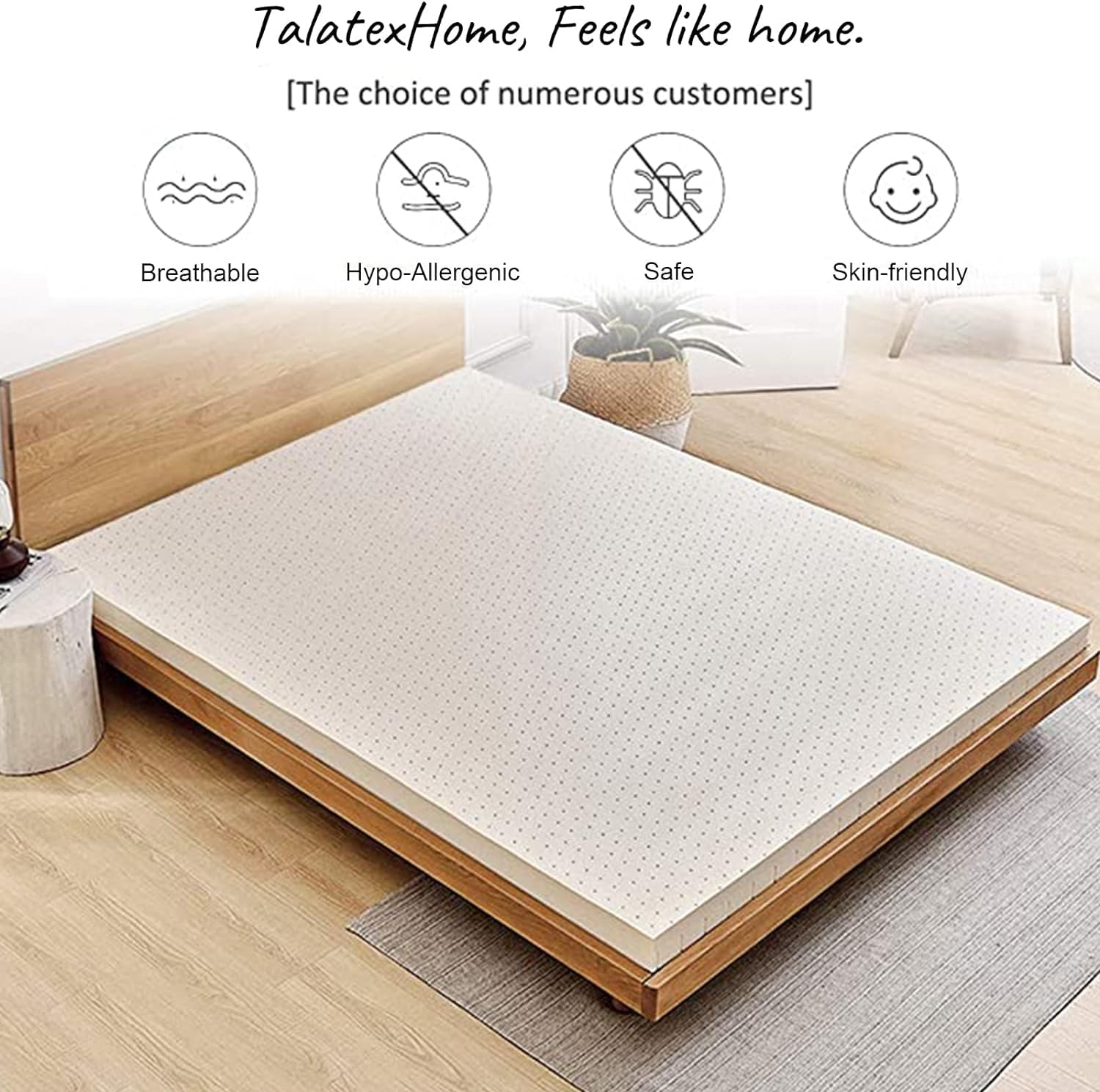 Organic Latex Mattress Topper with Cotton Cover - 3