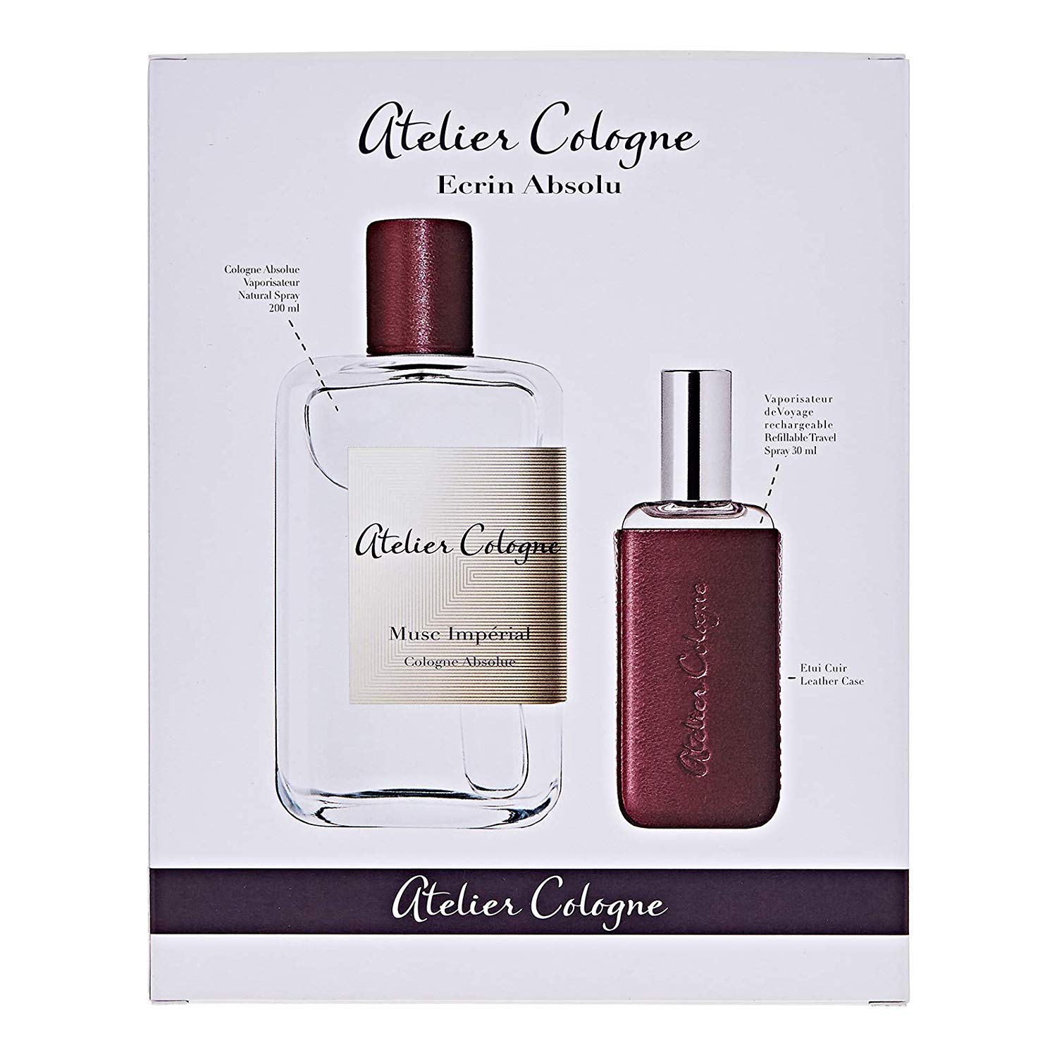 Atelier Cologne Musc Imperial Absolu Unisex Eau de Parfum Gift Set - 6.7oz Perfume + 1oz Travel Spray & Leather Case | Luxury Cologne for Men & Women, Perfect for Gifts, Date Nights & Special Occasions