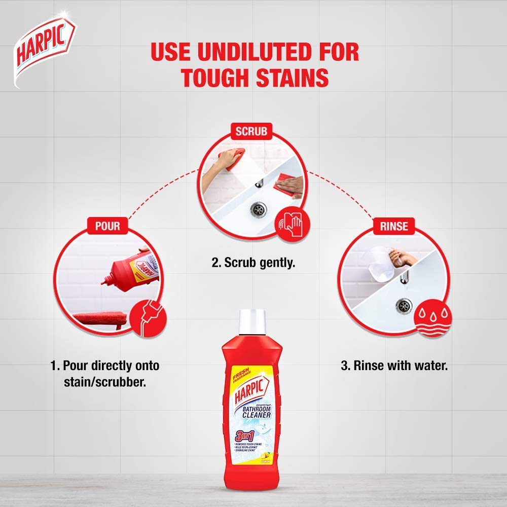 Harpic Disinfectant Bathroom Cleaner Liquid - Floral Scent, 500ml | Kills 99.9% Germs | India's #1 Toilet & Bathroom Cleaner | Perfect for Tiles, Sinks & Shower Areas