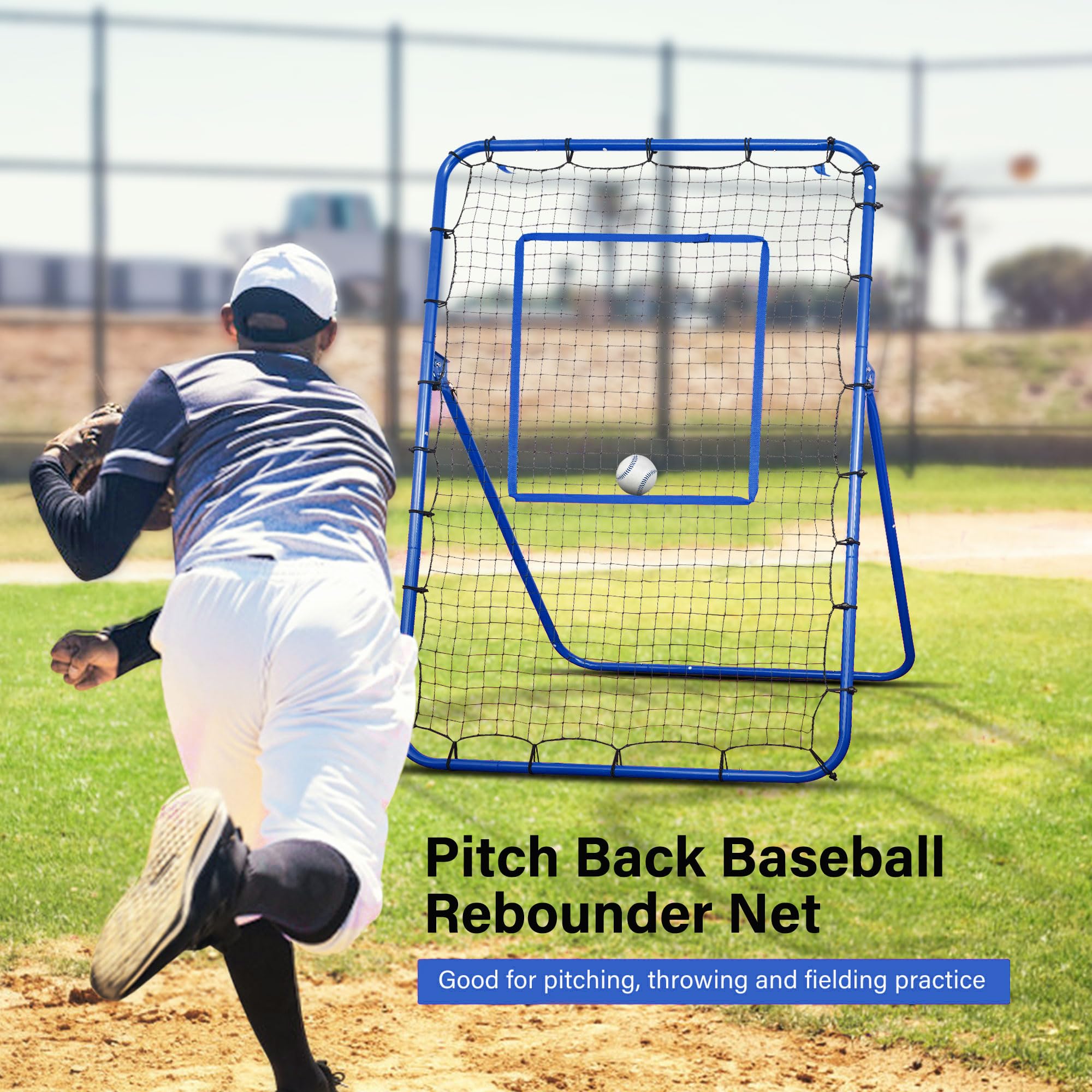 5-Angle Adjustable 6x4 ft Rebound Net for Baseball, Softball, Lacrosse & Volleyball Practice - Strike Zone Target - Perfect for Backyard Training & Team Drills