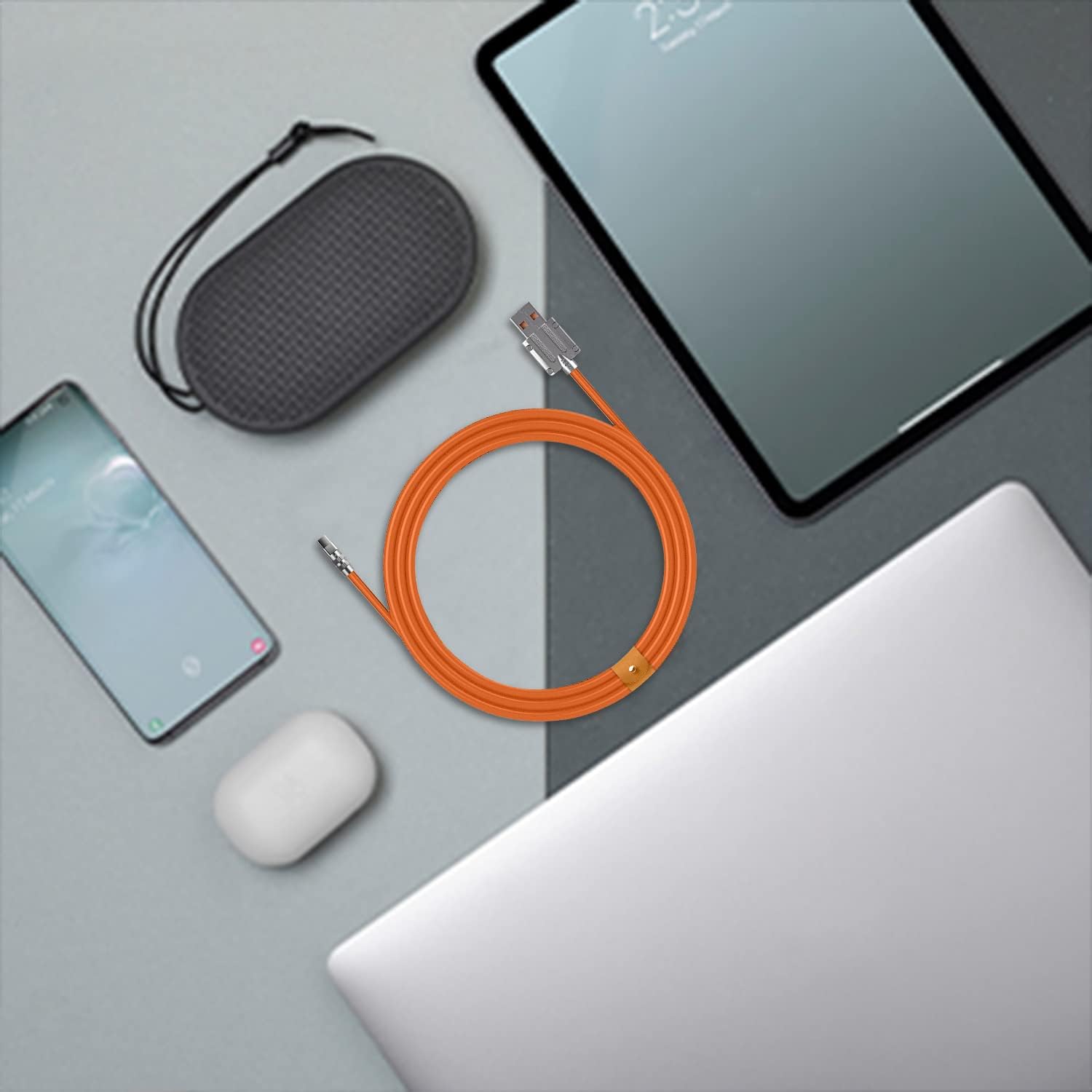 LIULANZ 5FT Fast Charging Type-C to USB-A Cable with Cable Straps - Compatible with Samsung Galaxy S9/S8/Note 9/8 Plus, LG V30/G6/G5/V20, Google Pixel, Moto Z2 (Orange) - Perfect for Home, Office & Travel Charging