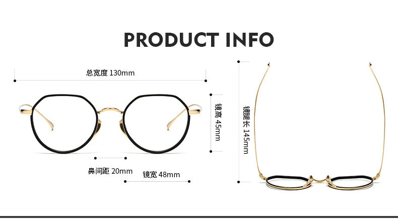 Black Titanium Round Flat Top Eyeglasses for Women - K7310 | Lightweight & Durable Frame for Everyday Wear, Office, and Reading