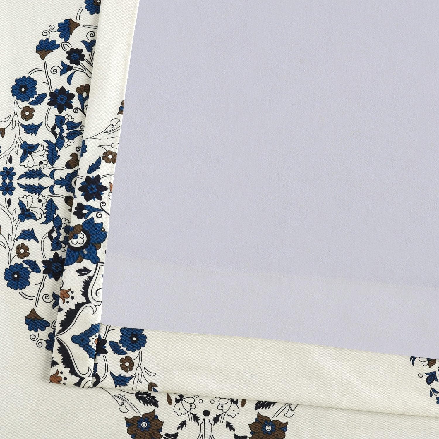 Premium Kerala Blue Emblem Printed Cotton Blackout Curtains - Elegant Window Treatment for Bedroom, Living Room & Nursery - Blocks Sunlight & Enhances Privacy