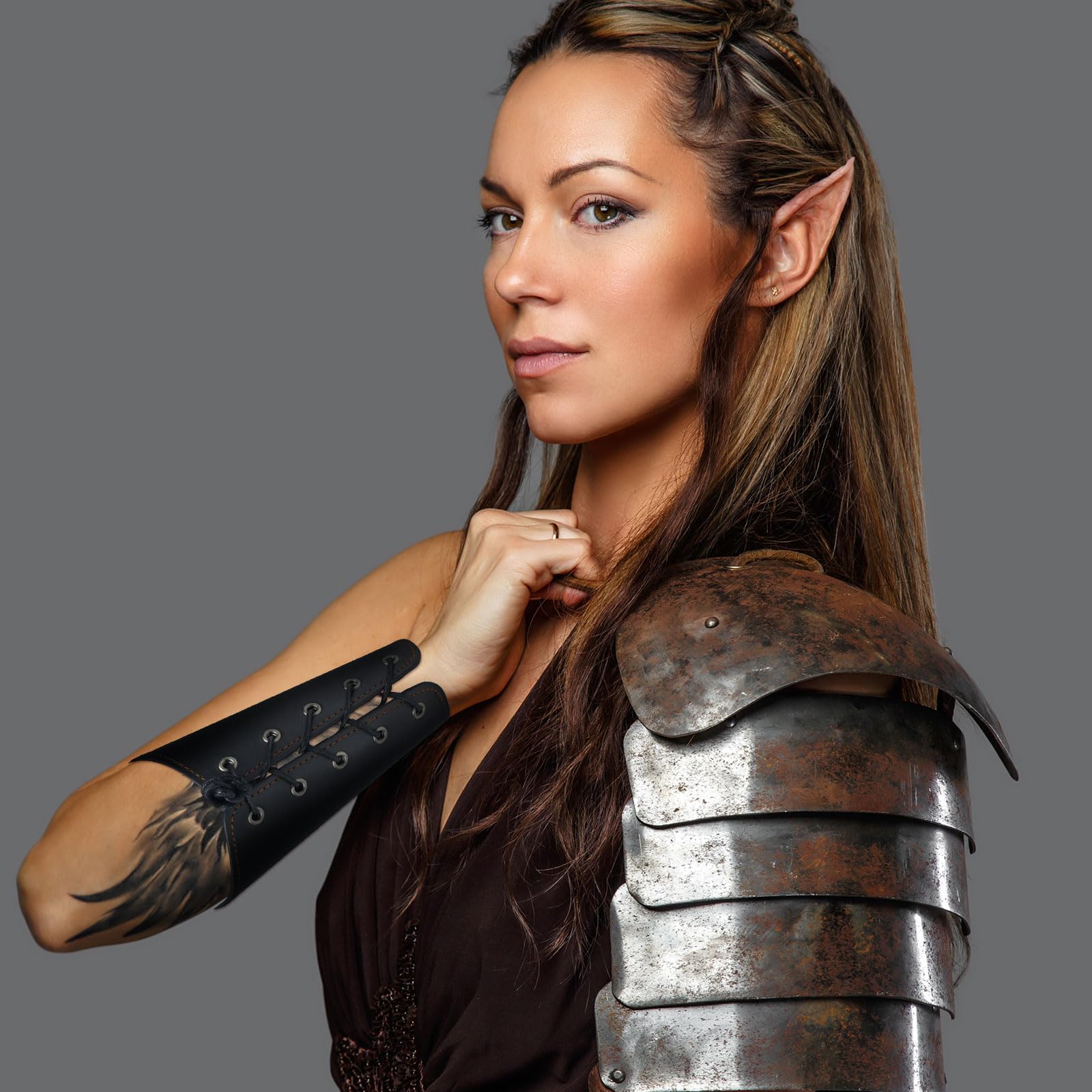 2 Pcs PU Leather Buckle Arm Bracers - Medieval Wristband Armor Cuffs for Cosplay, LARP, Renaissance Fairs & Christmas Gifts