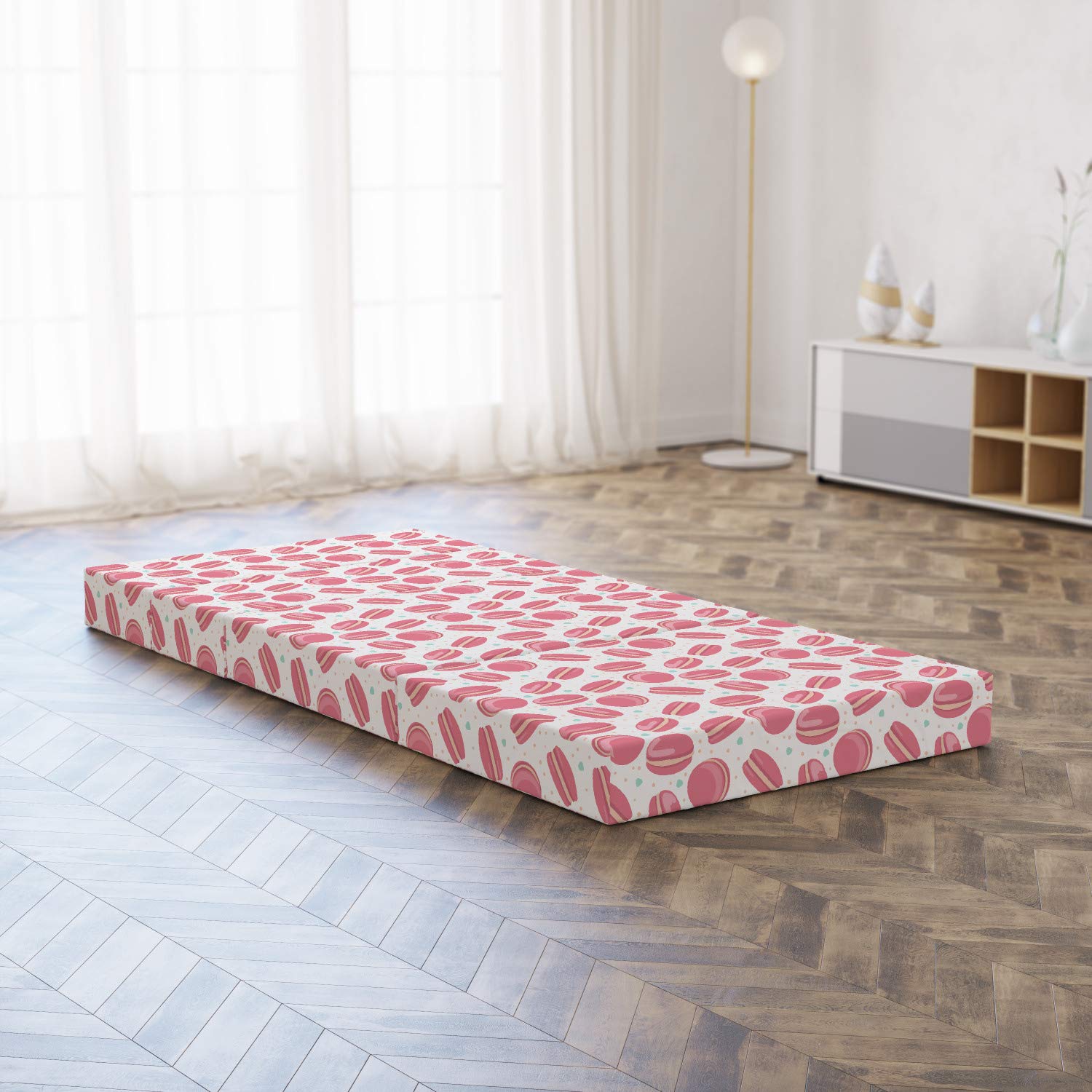 Ambesonne Sweets Foldable Mattress - Macaron Cookies Design, 74.8