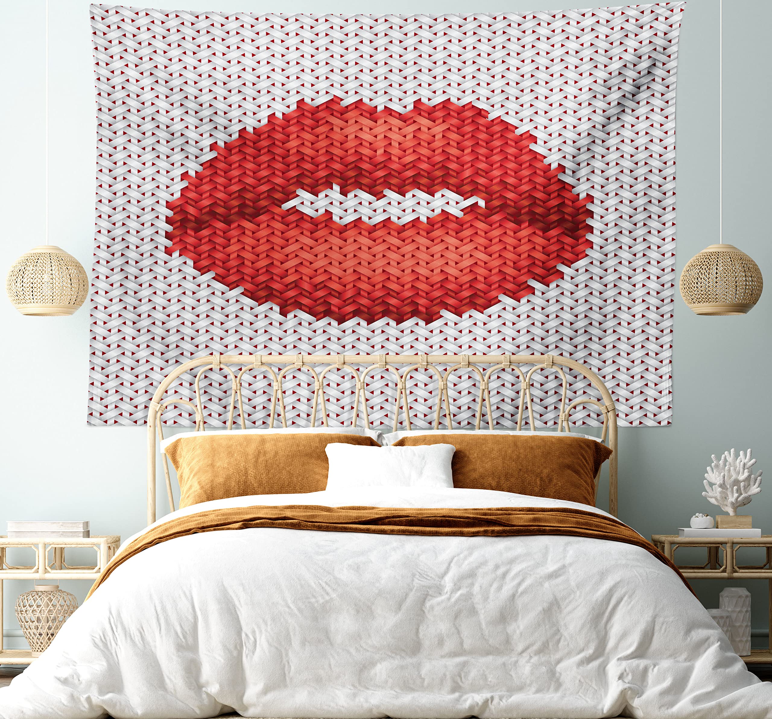 Ambesonne Feminine Tapestry - Twin Size Lips Design for Bedroom Wall Decor