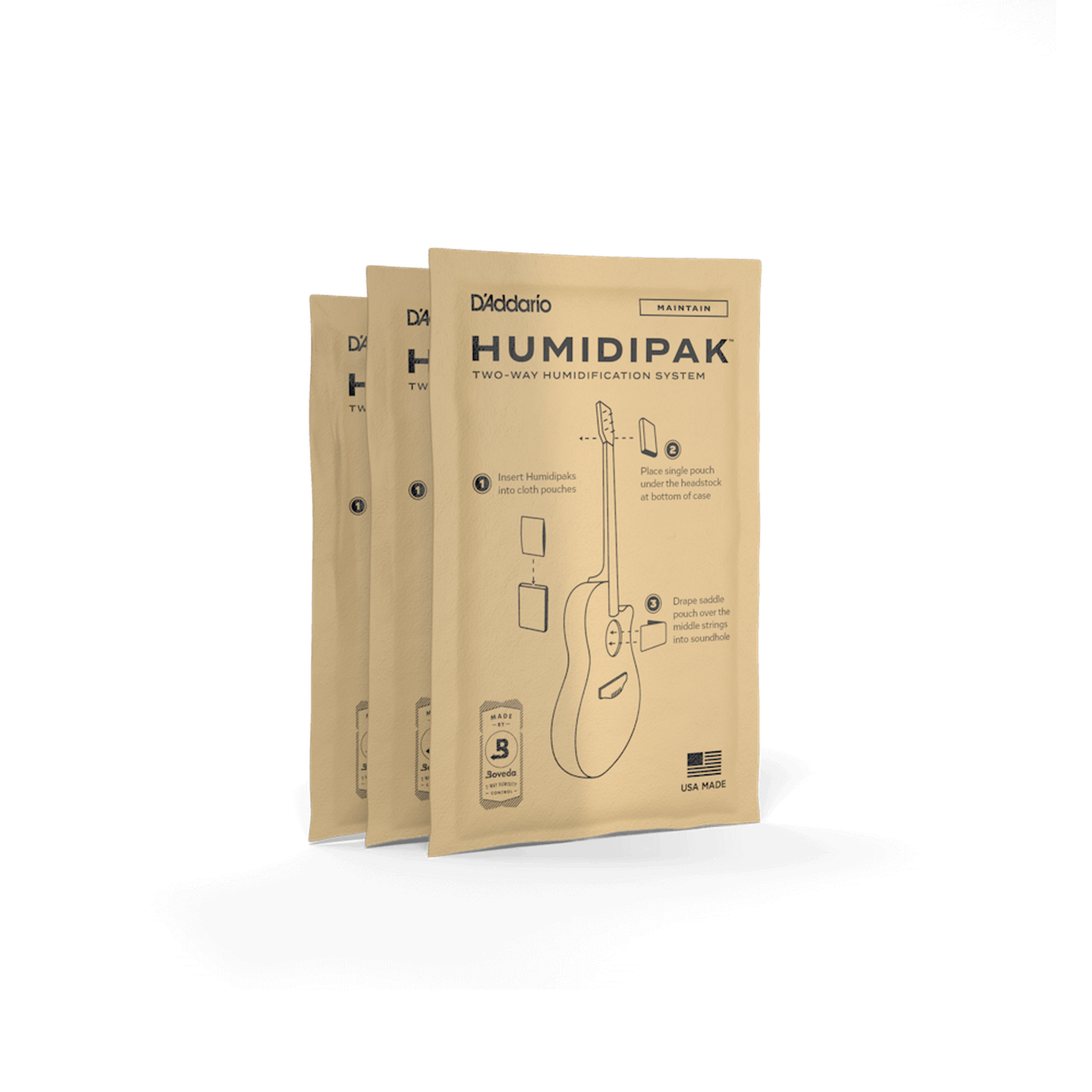 D'Addario Humidipak 2-Way Humidity Control System - Replacement Packets for Guitar, Ukulele & Wood Instruments - Maintains Perfect 45-50% RH Level - Ideal for Dry or Humid Climates & Long-Term Storage