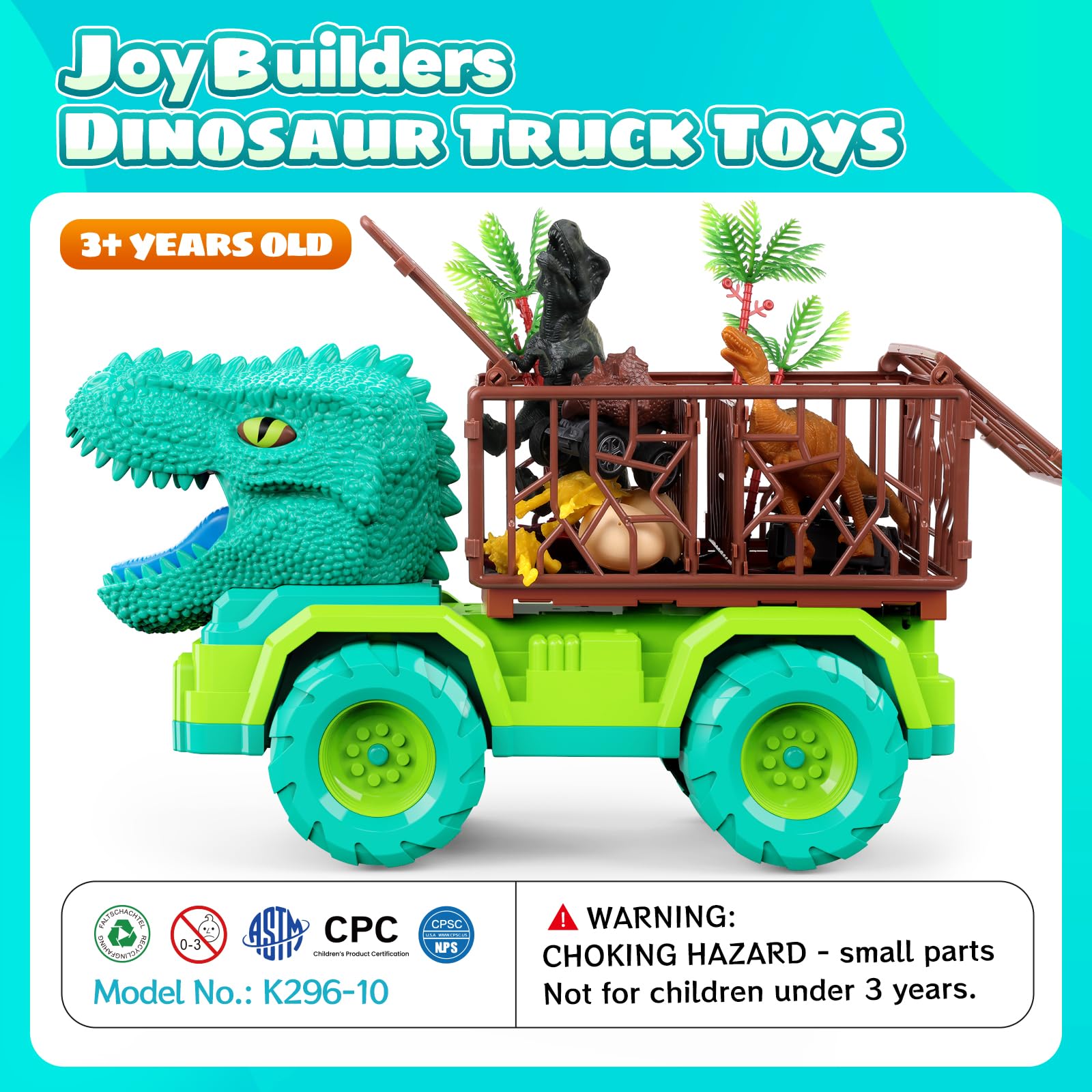18-in-1 Dinosaur Toy Set for Kids Ages 3-5 - Interactive Dinosaur Truck with 2 Pull Back Cars & 8 Realistic Dino Figures - Perfect STEM Learning Toys for Boys & Girls - Great Birthday Party Favors & Christmas Gifts for Toddlers - Ideal for Pretend Play, Educational Activities & Holiday Gift Giving