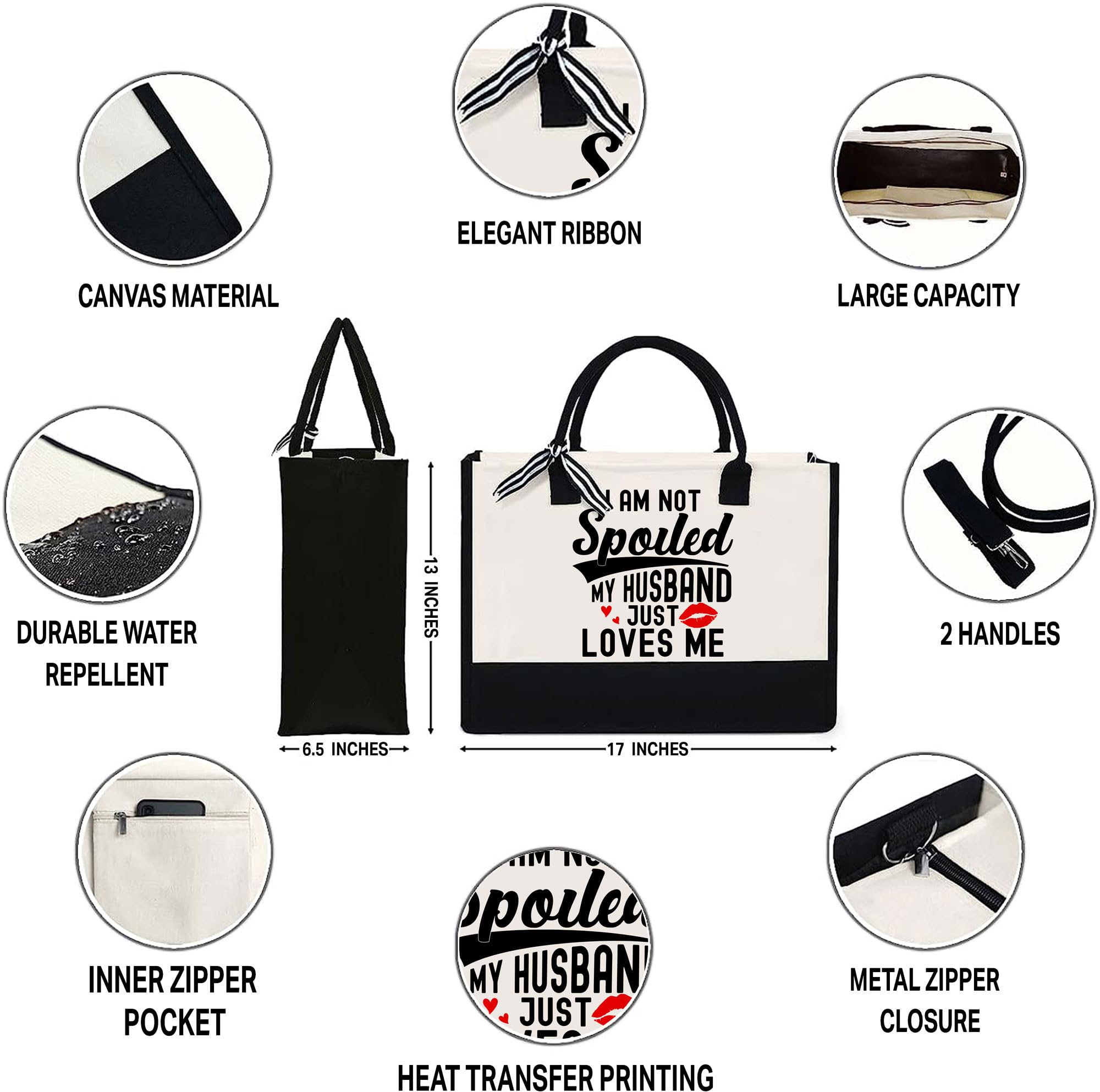 Mother's Day Gifts for Wife - Personalized Canvas Tote Bag from Husband | Thoughtful Present for Anniversary, Birthday & Special Occasions | Durable Shopping & Beach Bag for Women