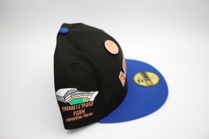 New Era Houston Astros Minute Maid Park 59Fifty Fitted Cap - Black & Majestic Blue | Official MLB Baseball Hat for Men & Women - Perfect for Games, Fan Gear & Streetwear Fashion