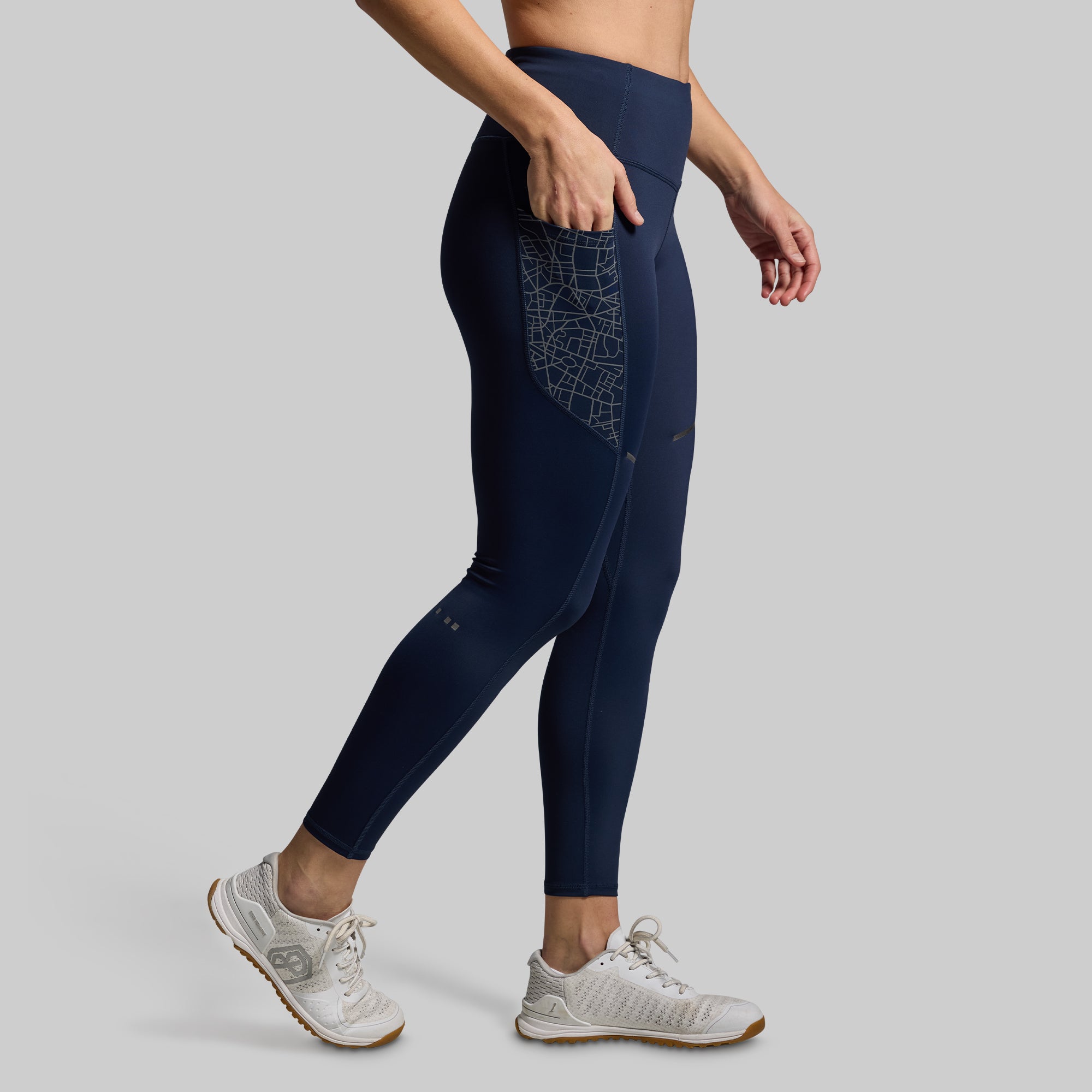 Women's High-Waisted Running Tights - BP Navy - Breathable & Moisture-Wicking Workout Leggings for Jogging, Yoga & Gym Training