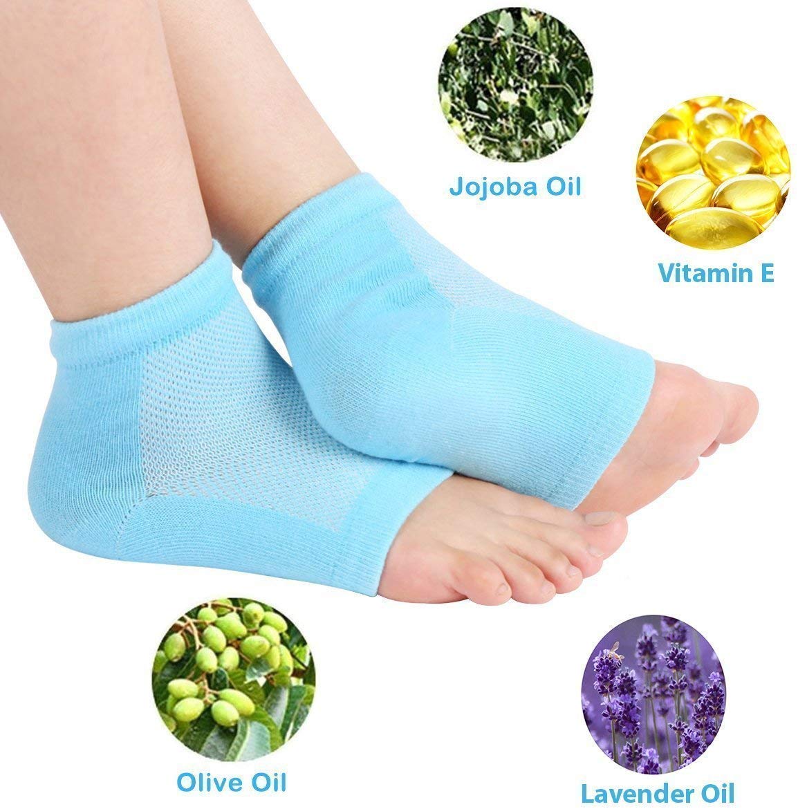 VIBRAL Crack Cotton Foot Protector Moisturizing Socks with Spa Gel - Heel Pain Relief Silicone Gel Pad Socks for Men & Women | Soft Cotton, Botanical Care | Perfect for Dry Skin, Cracked Heels & Night Treatment (Multicolor)