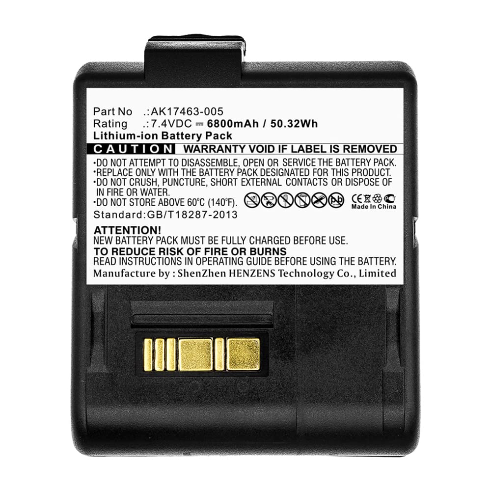 Synergy Digital Printer Battery - Compatible with Zebra AK17463-005 Printer Battery (Li-ion, 7.4V, 6800mAh) | High Capacity Replacement Battery for Zebra Printers | Perfect for Warehouse, Retail & Logistics Label Printing