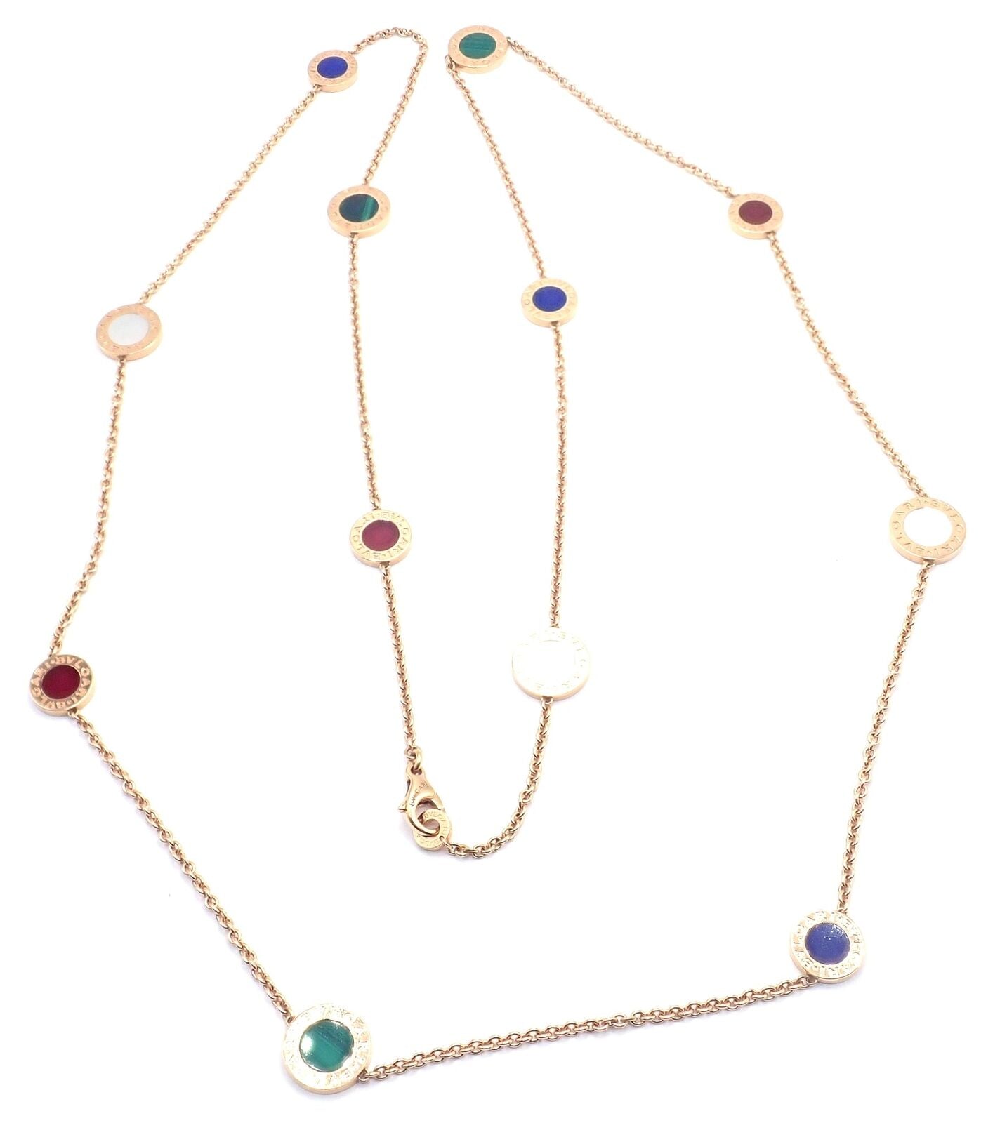 Authentic Bvlgari 18k Rose Gold Multi-Gemstone 38