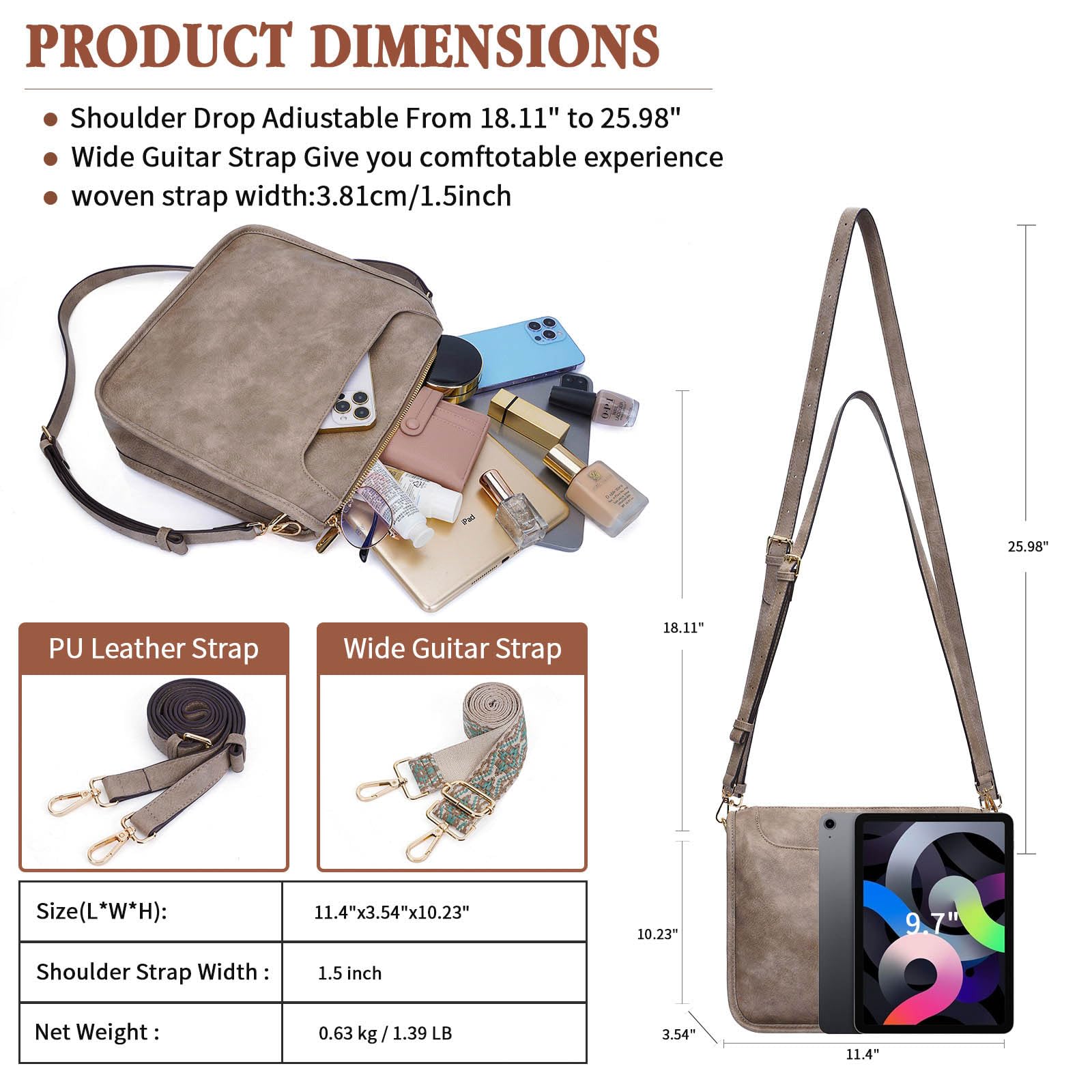 Trendy Vegan Leather Crossbody Bags for Women - Adjustable Shoulder Strap, Lightweight & Stylish - Perfect for Work, Travel & Everyday Use