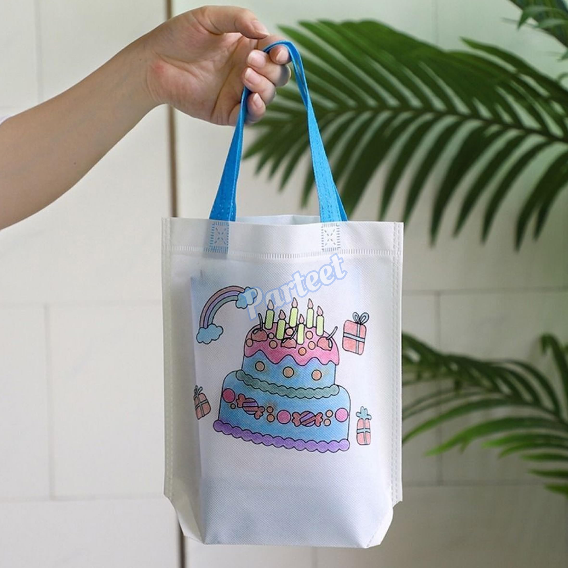 PARTEET Cartoon Themed Party Favor Bags - Medium Size Pink Gift Bags for Birthday, Baby Shower & Kids Party Supplies | Bulk Pack of 20