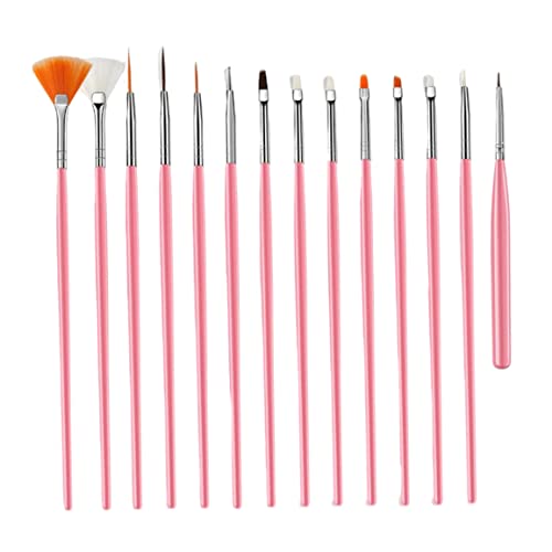 **15pcs Pink Nail Art Brush Set - Gel Nail Polish Pen, DIY Manicure Painting Liner Tool for Professional & Home Use | Perfect for Nail Salons, Beginners & Nail Enthusiasts**