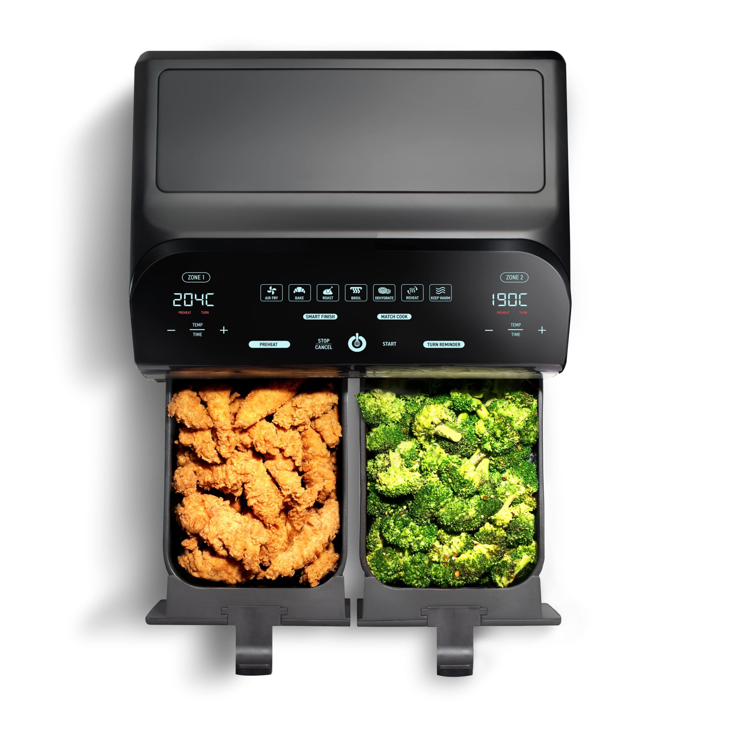 Gourmia 10-Quart (9.4 Liter) Dual Basket Digital Air Fryer with Smart Finish Technology & 7 Cooking Presets - Perfect for Family Meals, Party Snacks & Healthy Cooking