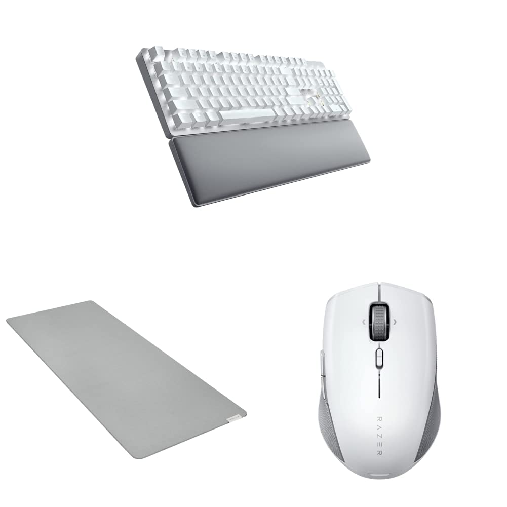 Razer Pro Type Ultra Wireless Mechanical Keyboard - Tactile & Silent Switches | Pro Click Mini Portable Wireless Mouse - 16K DPI | Pro Glide Soft Mouse Mat - Extended Size | Perfect for Gaming, Office Work & Home PC Setup