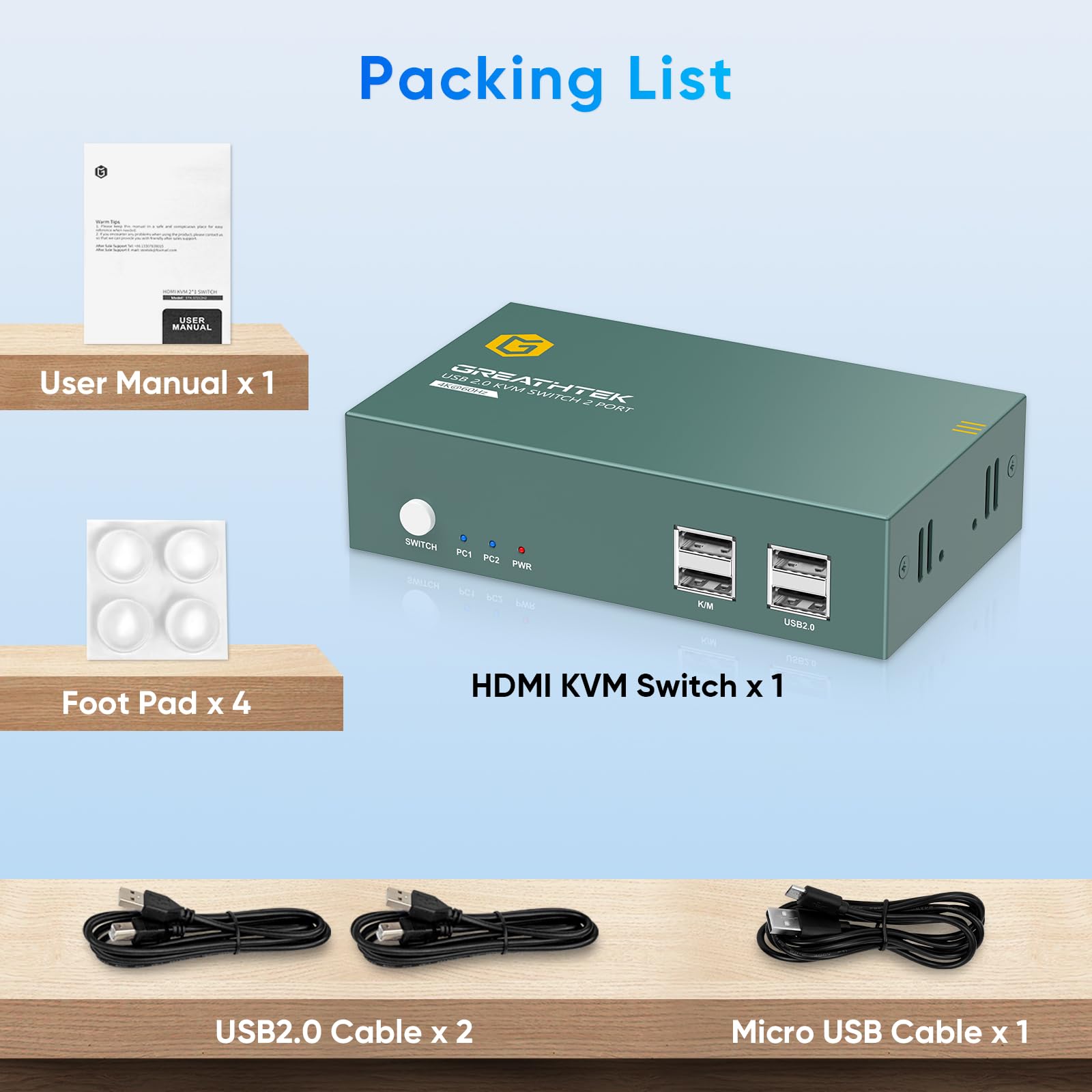 4K@60Hz HDMI KVM Switch for 2 Monitors & 2 Computers - USB 2.0 Dual Monitor KVM Switch with Keyboard/Mouse/Printer Sharing | Hotkey Switching | Ideal for Home Office, Gaming & Multi-Tasking Workstations