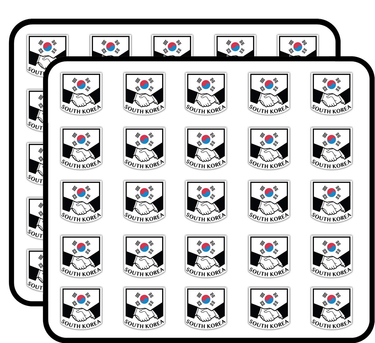 South Korea Flag Handshake Stickers - 50 Pack for Scrapbooking, DIY Crafts, Bullet Journals, Calendars & Art Projects | Perfect for Kids Activities, Album Decorations & Creative Gift Wrapping