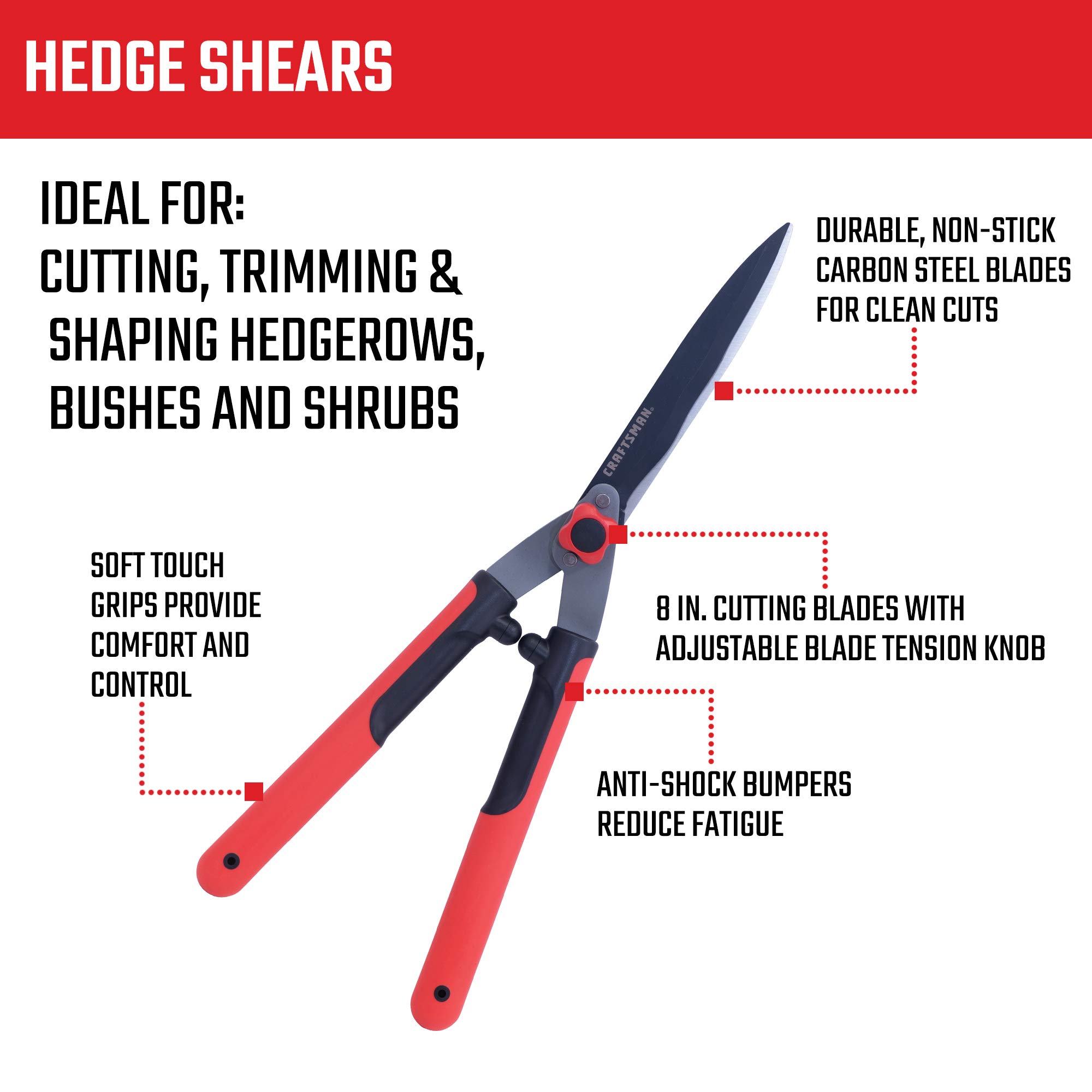 CRAFTSMAN CMXMKIT0190 3-Piece Leaf Clean-Up Set - Wavy Blade Hedge Shears, 22-Tine Wood Handle Lawn Rake & 6 Cu. Ft. Poly Tray Wheelbarrow (Red) - Perfect for Yard Work, Gardening, and Fall Leaf Cleanup