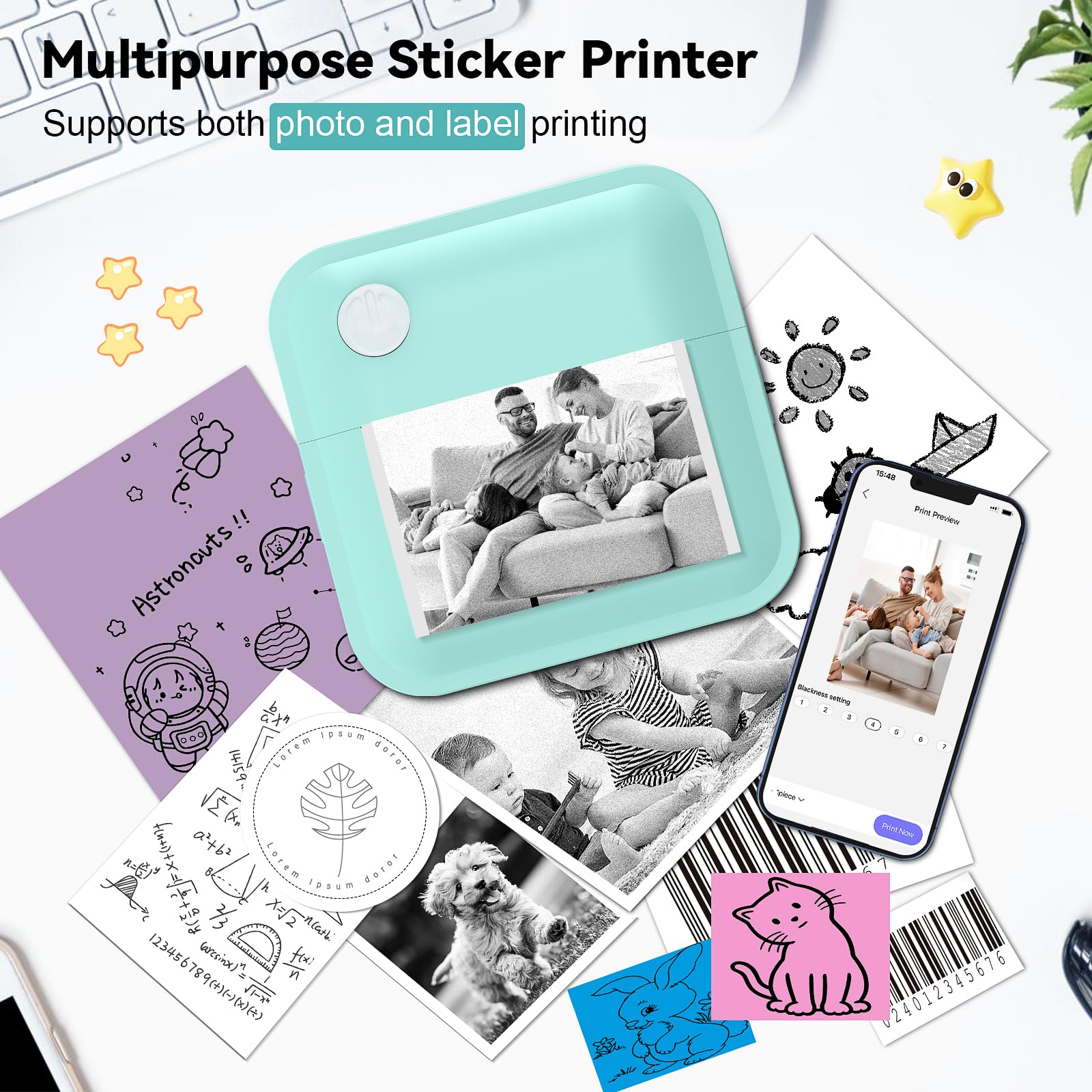 Portable Bluetooth Label Maker Machine - Mini Thermal Sticker Printer for Home, Office & School Organization | Wireless Label Printer for Phones, Kids Items & Photo Notes | Perfect for Organizing Files, Craft Projects & Classroom Supplies