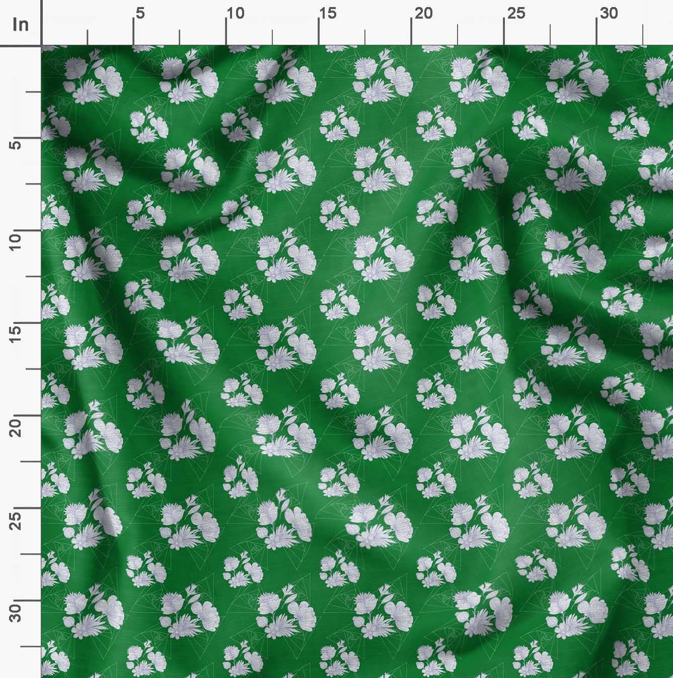 Soimoi Moss Green Georgette Fabric by The Yard - 42 Inch Wide Floral & Geometric Printed Textile for DIY Crafts, Dresses, Curtains, and Home Decor