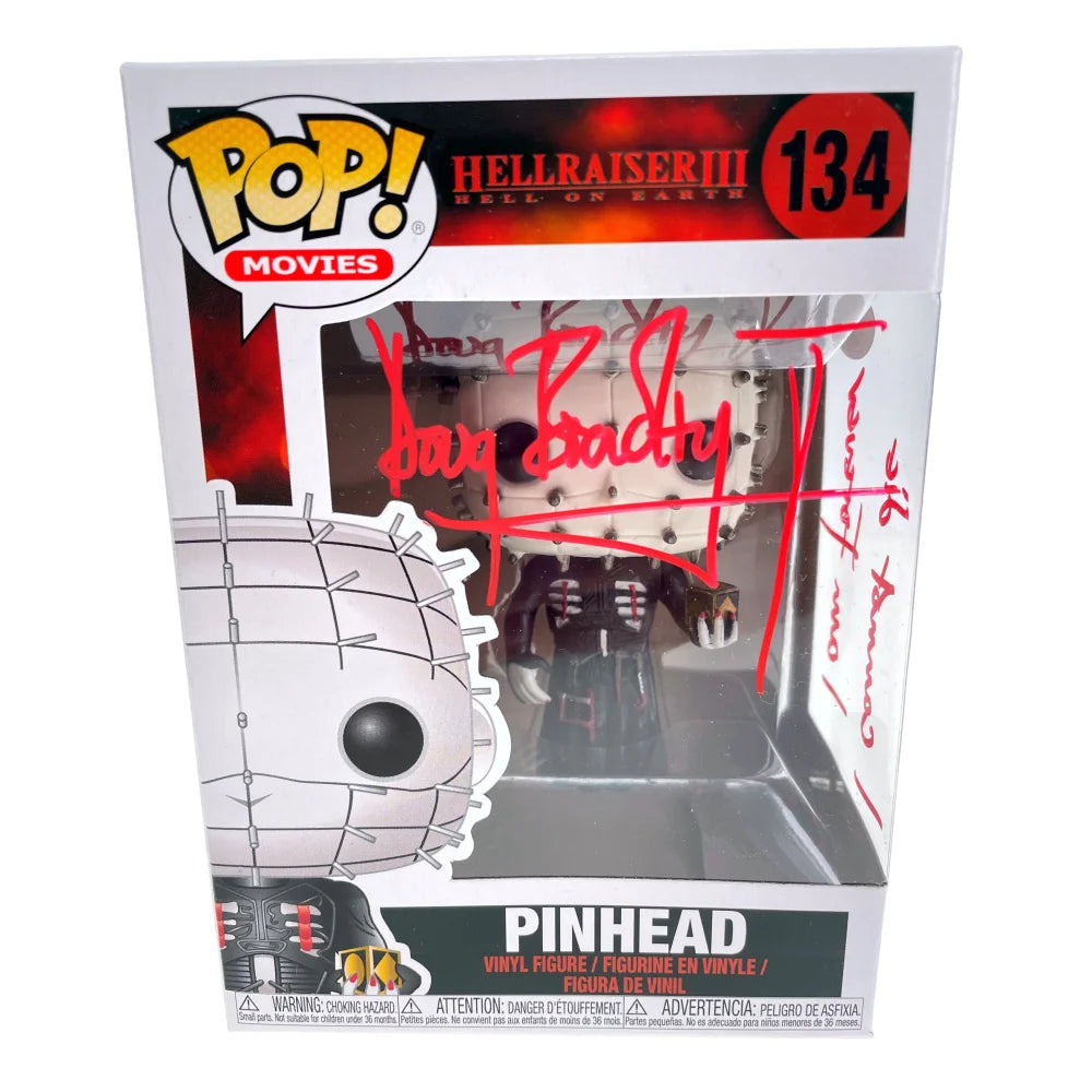 Doug Bradley Signed Pinhead Hellraiser Funko Pop - Autographed with 'Die Forever' Inscription & JSA COA - Horror Movie Collectible for Fans & Display