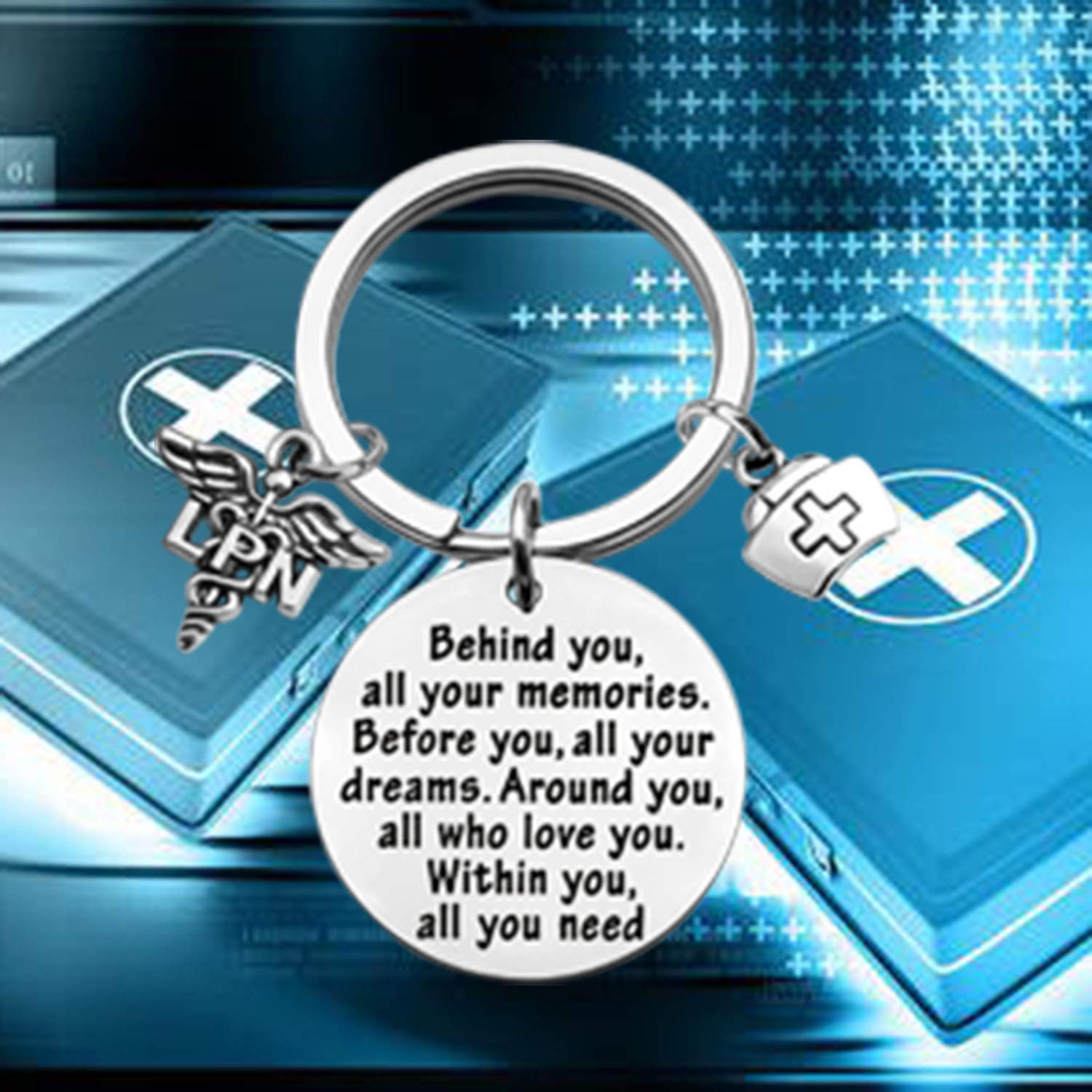 FEELMEM LPN Graduation Gift - Engraved Keychain for Licensed Practical Nurses | Thoughtful Nursing School Gift for Graduation, Appreciation & Memories | Perfect for Clinicals, Work Badge & Daily Inspiration