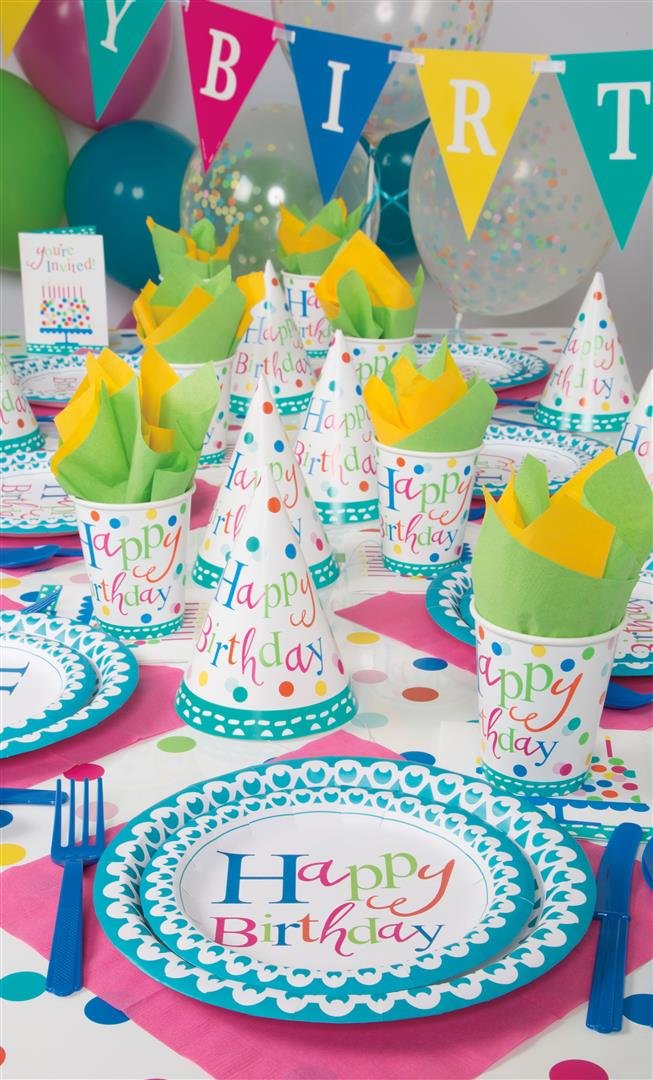 Happy Birthday Cake Themed Party Plates - 8 Pack Disposable Dessert Plates for Birthday Celebrations, Baby Showers & Special Events