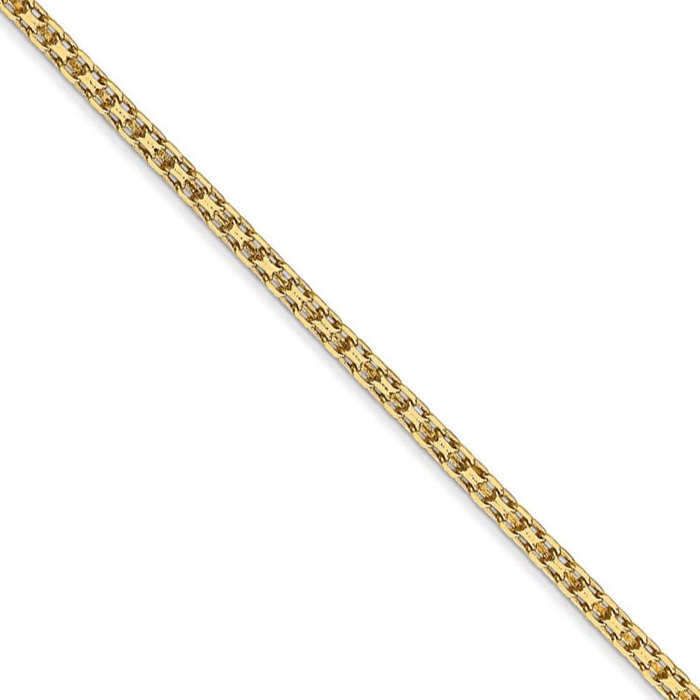 14k Yellow Gold 2mm Flat Bismark Chain Necklace for Women