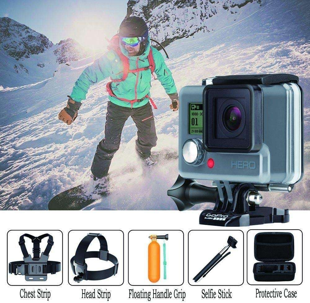 Navitech 18-in-1 Action Camera Accessories Kit with EVA Case - Compatible with VEHO Muvi KX-2 PRO 4K WiFi Action Camera | Perfect for Adventure Sports, Travel Vlogging & Underwater Photography