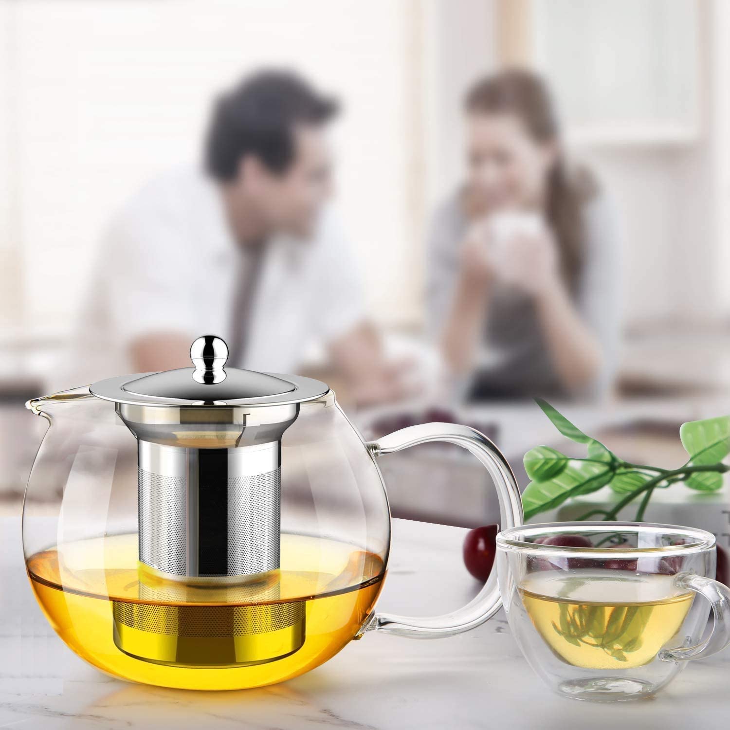 Premium Glass Teapot with Removable Infuser - Perfect for Blooming, Loose Leaf & Iced Tea (23.2oz/660ml) - Ideal for Home, Office & Gift Giving