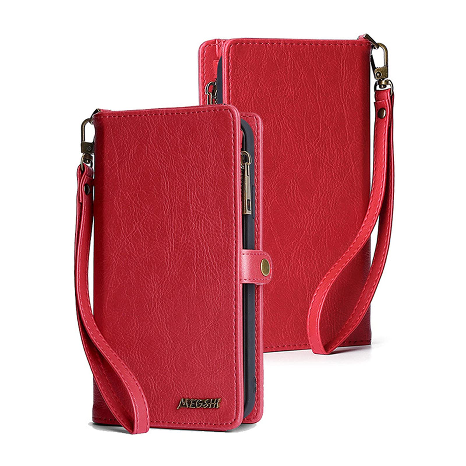 LJFLI iPhone 13 Mini/Pro/Pro Max Leather Wallet Case - 2 in 1 Magnetic Flip Cover with Card Holder (5 Card Slots + Cash Pocket + Zipper Wallet) | Slim Protective Phone Case for Everyday Use, Travel & Business