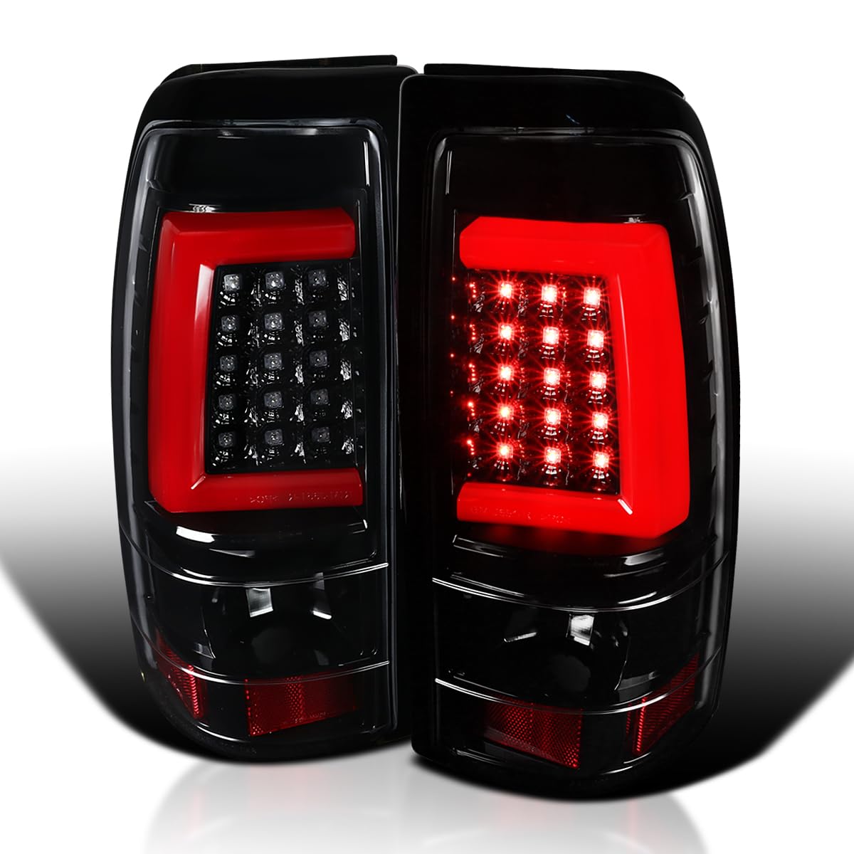 Spec-D Tuning Jet Black LED Tail Lights for 1999-2002 Chevy Silverado & GMC Sierra 1500/2500/3500 - Left & Right Pair Assembly - Durable, Bright LED Lights for Enhanced Night Visibility & Style Upgrade