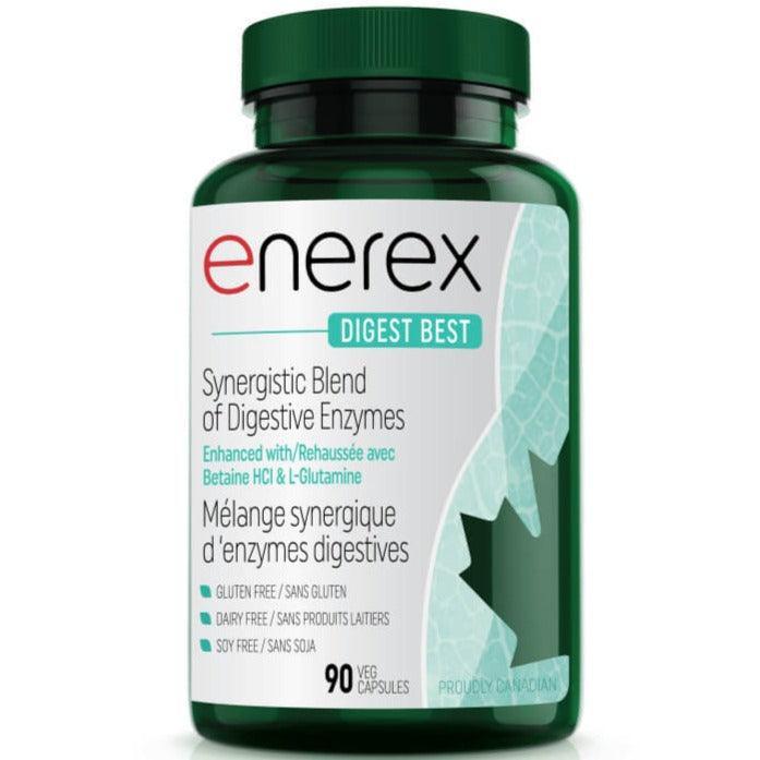 Enerex Digest Best 90 Veggie Caps - Plant-Based Digestive Enzyme Supplement for Gut Health & Bloating Relief - Supports Digestion After Meals & During Travel
