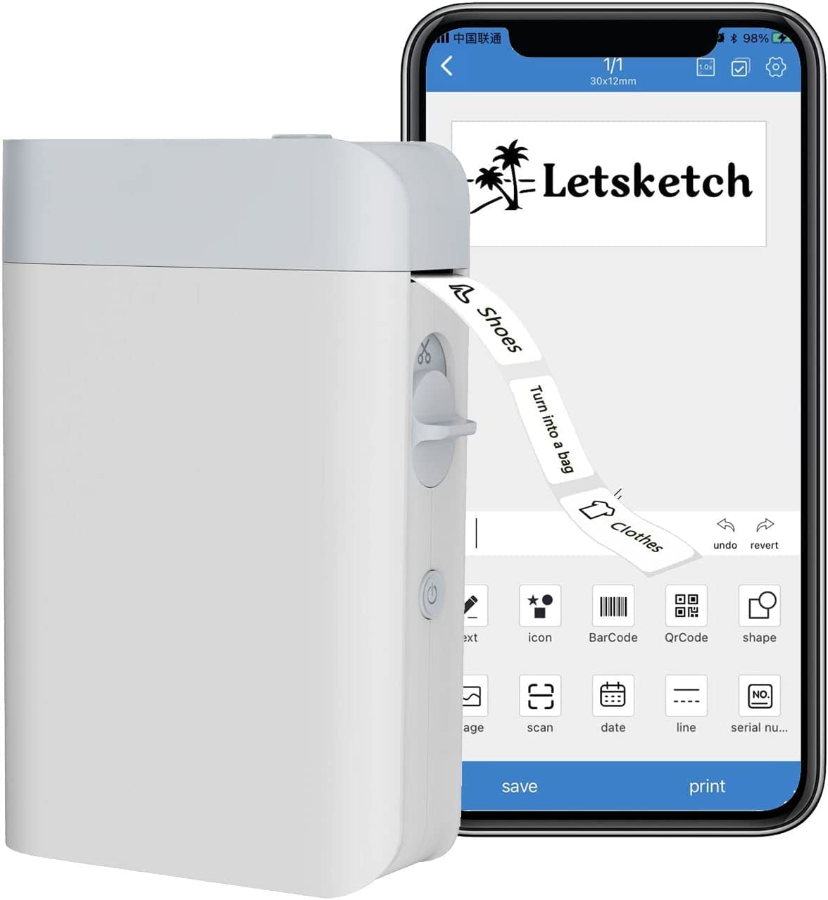 Bluetooth Thermal Label Printer - Portable Mini Label Maker with Rechargeable Battery, 3 Tapes Included for Home Office, School, Kitchen & Organization | Perfect for Shipping Labels, Pantry Organization & Craft Projects