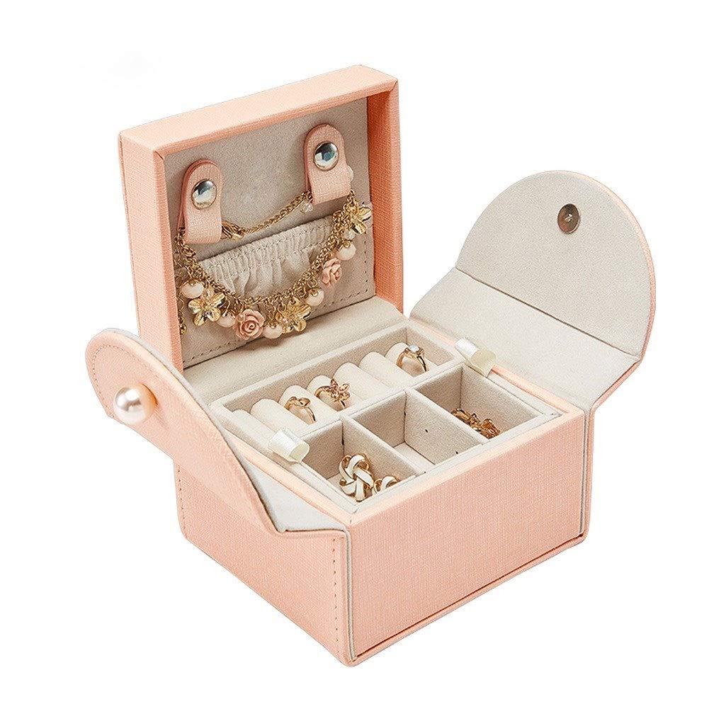 QTT Jewelry Box - Portable Travel Jewelry Organizer for Women, Wedding & Birthday Gift, Cherry Blossom Pink Jewelry Storage Box for Earrings, Necklaces & Accessories - Perfect for Travel, Home & Office Use
